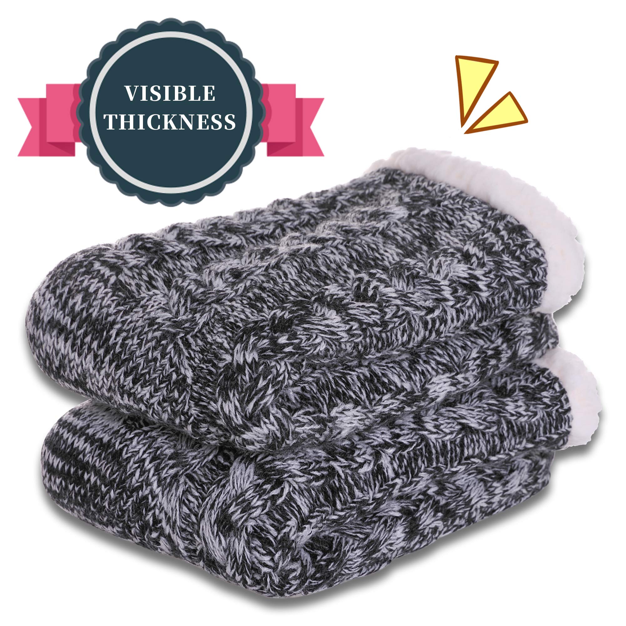 SDBING Women's Winter Super Soft Warm Cozy Fleece Lined Fuzzy Slipper Socks with Grippers