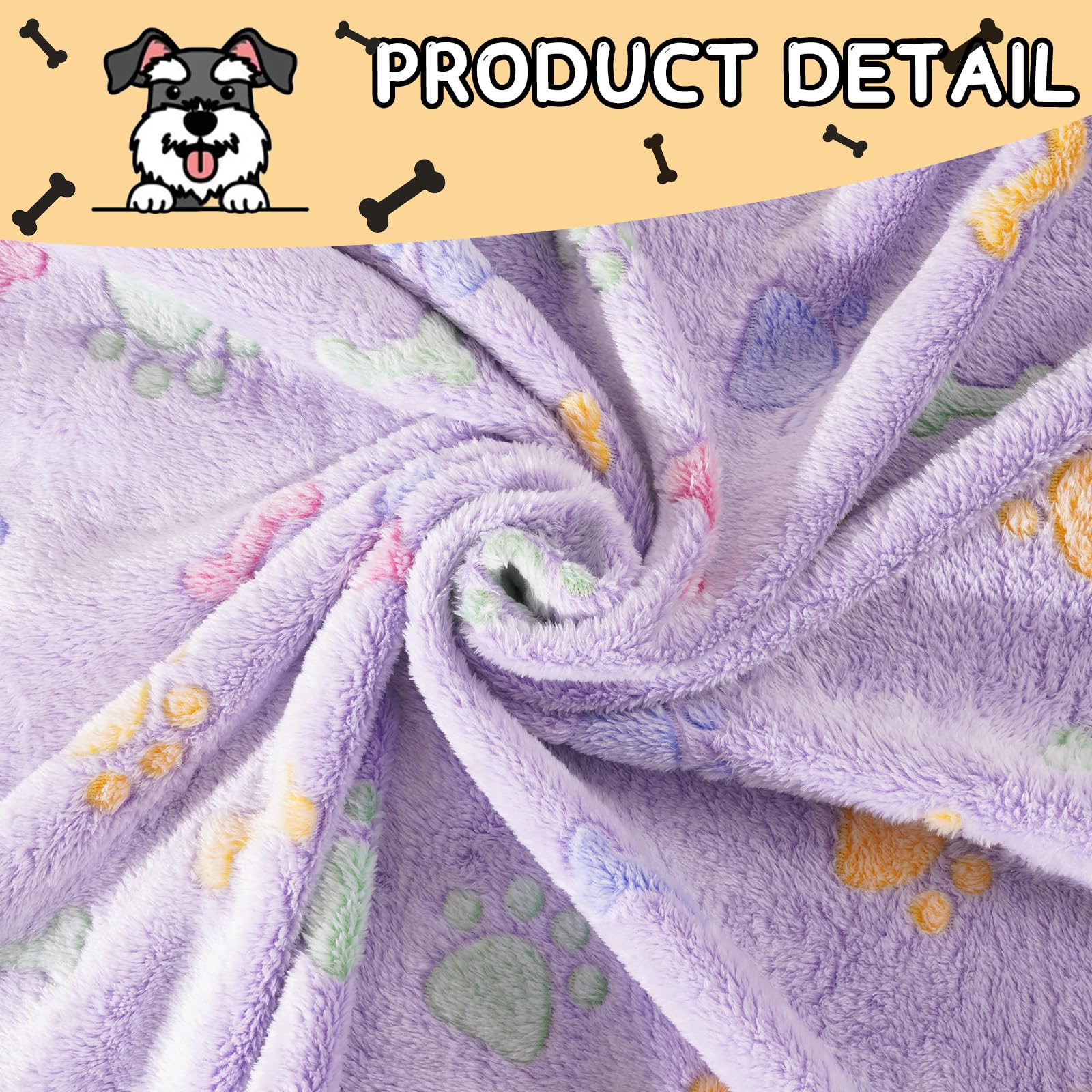 Rezutan 1 Pack 3 Dog Blanket for Large Dogs,41x31 inch for Medium Soft Fluffy Washable Pet Cat Blankets,Reversible Elephant & Paw Print for Dog Kennels & Beds, Sofas, Blue