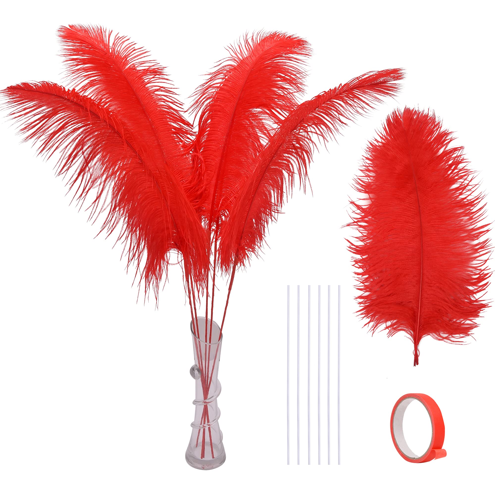Ballinger Black Ostrich Feathers Bulk - Making Kit 12Pcs 16-18inch Large Ostrich Feathers for Floral Arrangement, Vase, Wedding Party Centerpieces and Halloween Home Decor