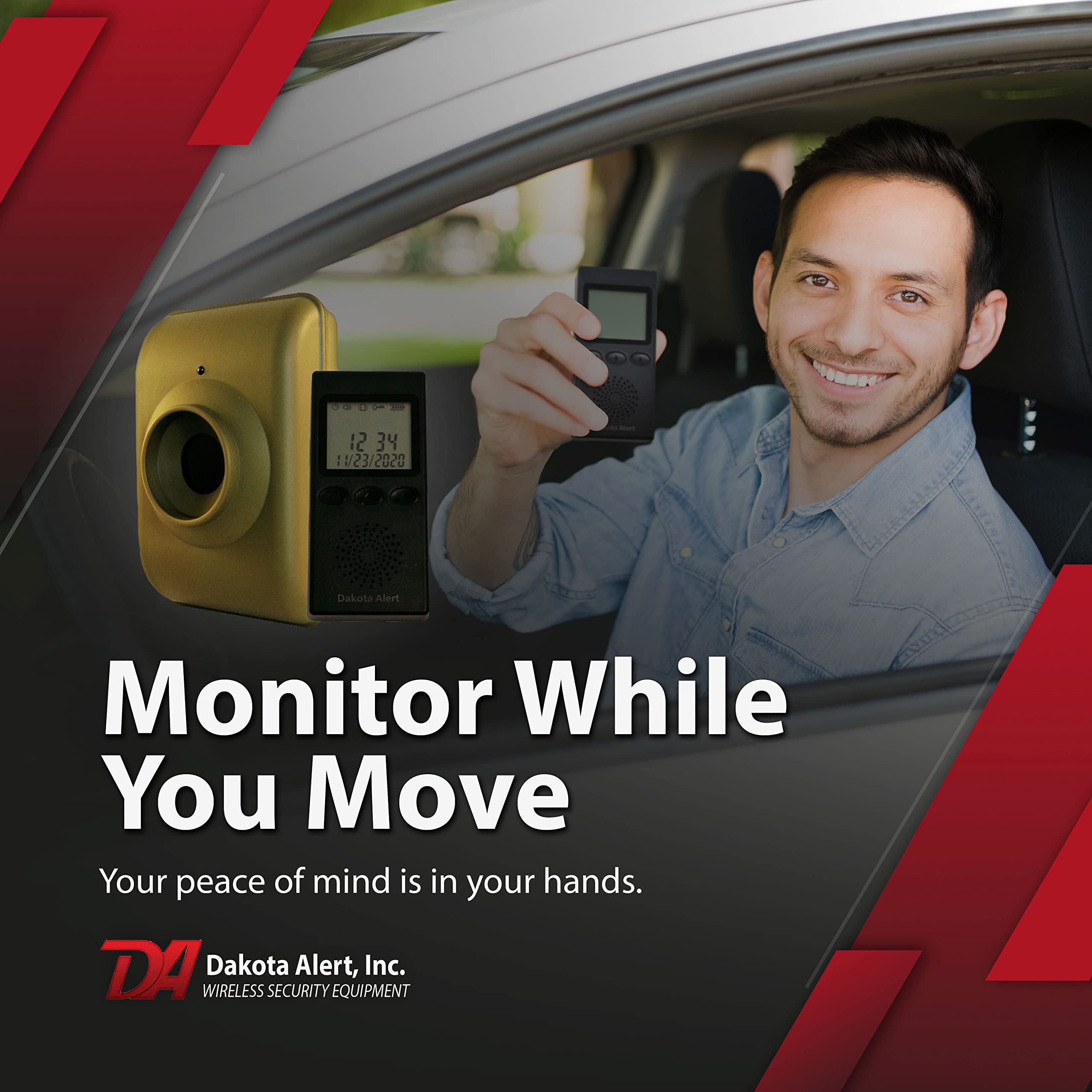Dakota Alert Long Range Driveway Alarm Motion Detector - DCMA-4k Plus One Mile Wireless Range Alarm System - DCMT-4000 Transmitter & RE-4k Plus Receiver-Use Outdoors, Driveways, Entrances & Backyards