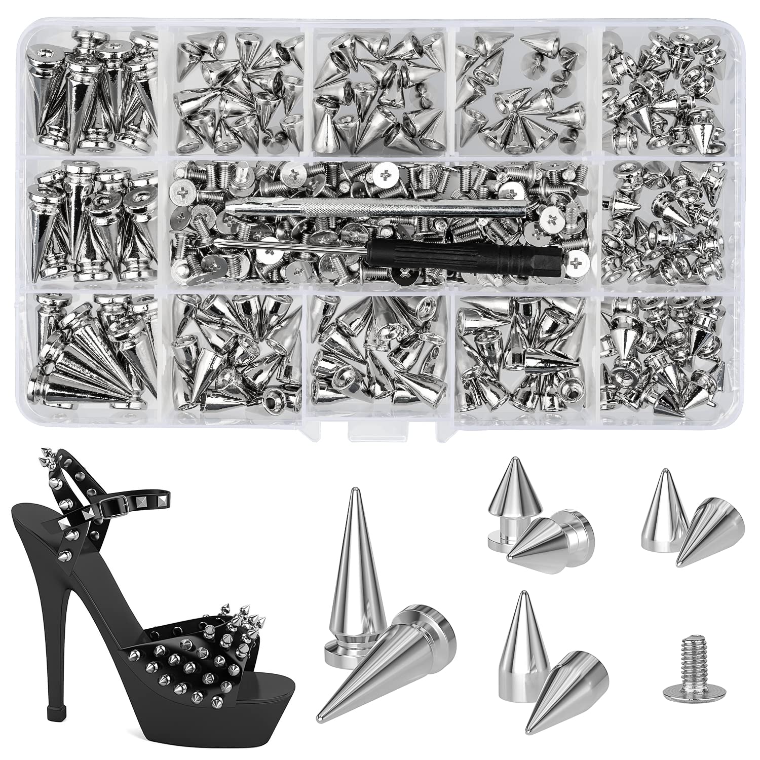 100 Sets Chicago Screws for Leather Crafting 7/20 Inch, 5 Colors of Rivets for Leather, Chicago Screws for DIY Leathercraft (Silver, Light Gold, Bronze, Antique Copper, GunMetel)
