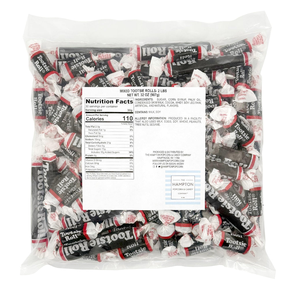 TootsieMidgees & Large Mix, 2lb Bulk Bag, Mini & Large Chocolate Bars, Individually Wrapped Bulk Candy, The Hampton Popcorn & Candy Company