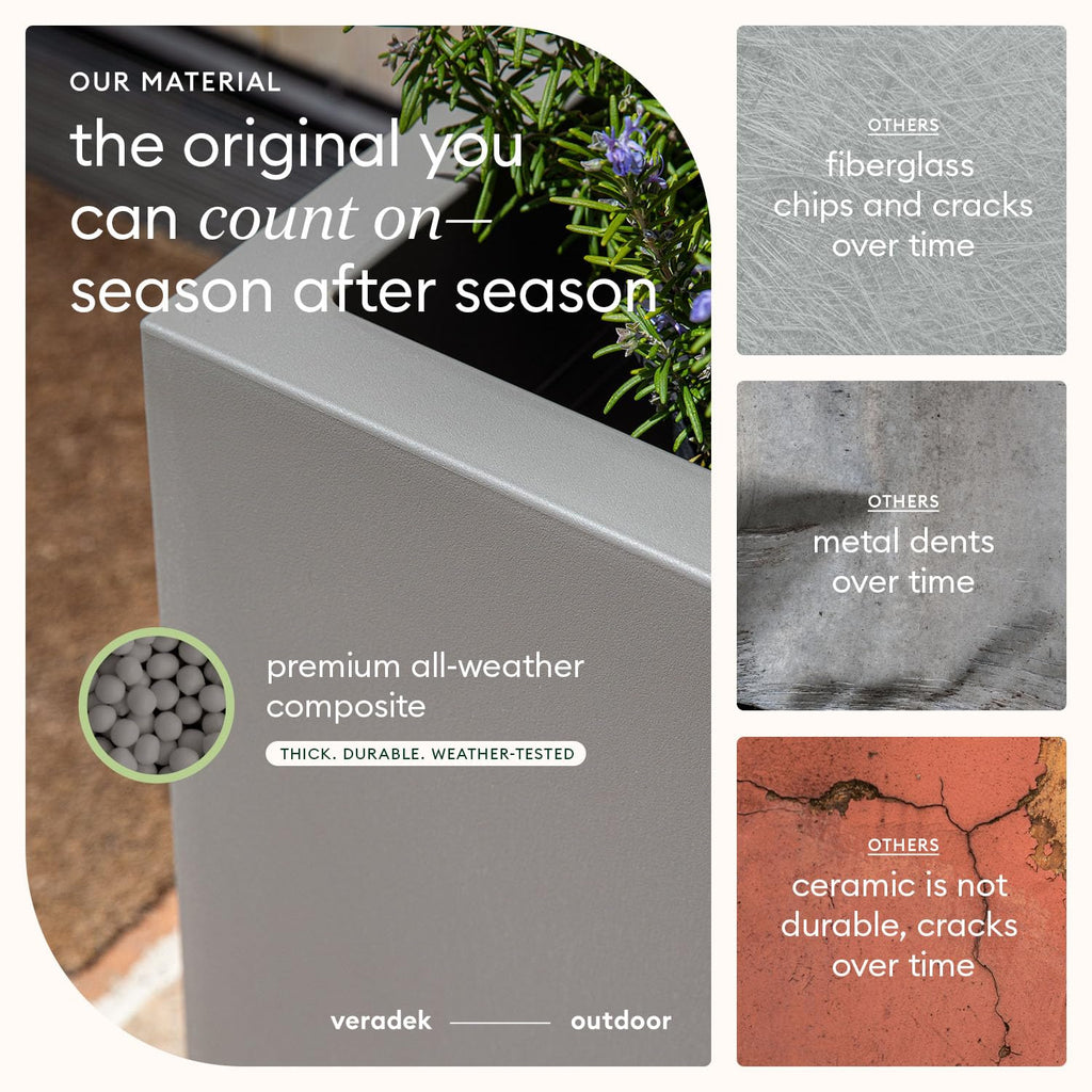 Veradek Block Series Cube Plastic Planter - Large Square Planter for Indoor or Outdoor Patio/Garden | Durable All-Weather Use with Drainage Holes | Modern Décor for Tall Plants, Trees, Flowers