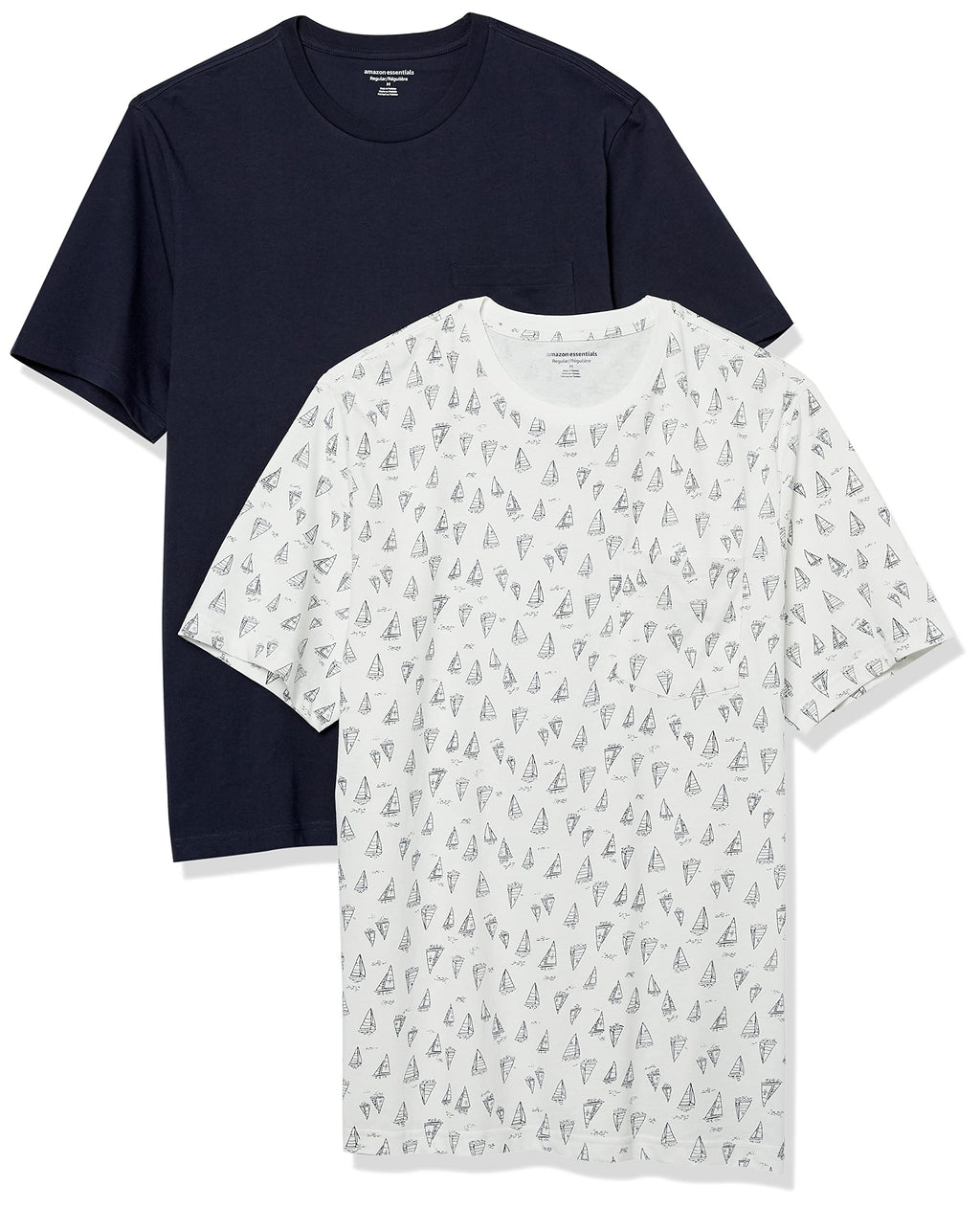 Amazon Essentials Men's Short-Sleeve Crewneck Pocket T-Shirts, Pack of 2