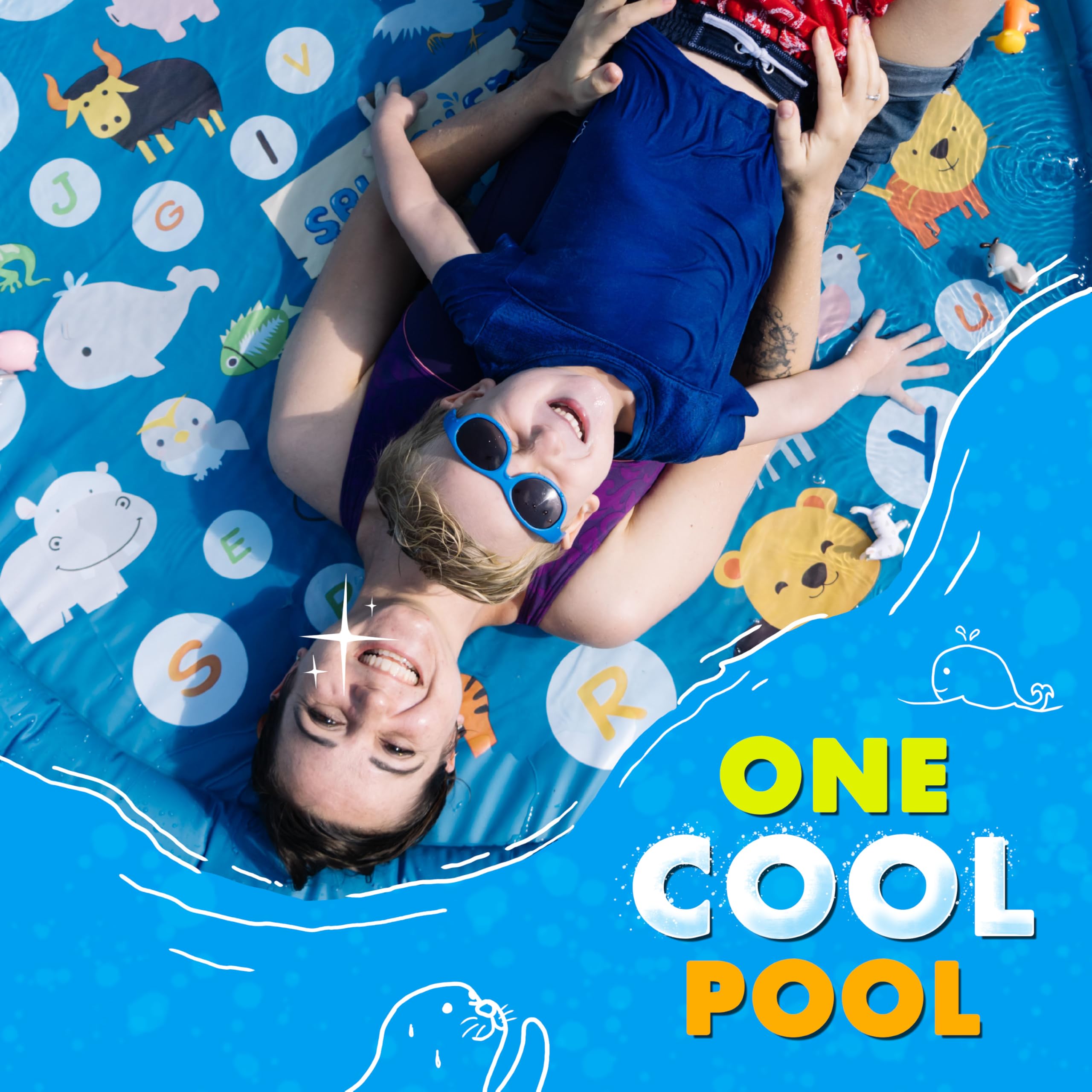 SplashEZ 3-in-1 Splash Pad, Sprinkler for Kids & Baby Pool for Learning – Toddler Sprinkler Pool, 60’’ Outside Water Toys – “from A to Z” Outdoor Play Mat for Babies & Toddlers