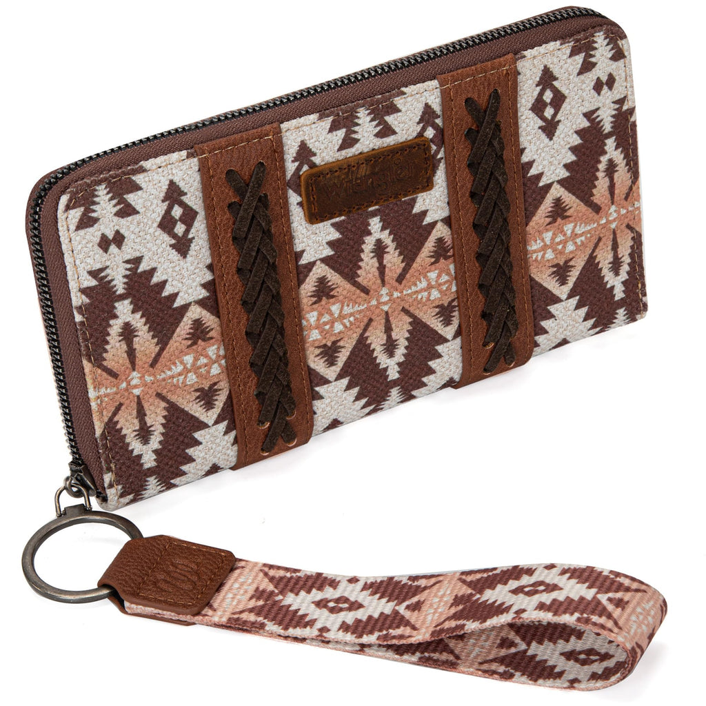 Wrangler Wallet Purse for Women Western Aztec Clutch Wristlet Wallet with Credit Card Holder