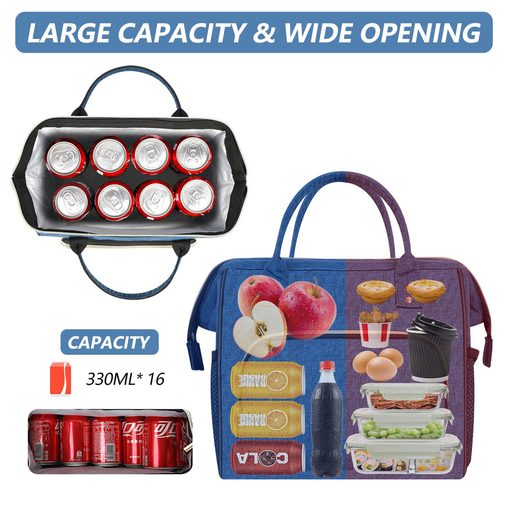 IDEATECH Insulated Lunch Box for Women & Men, Stylish Ladies Lunch Bag for Work, Leak Proof Portable Cooler Bag for Picnic, Black Lunch Tote Bags with Adjustable Shoulder Strap, Gifts for Mom (Black)