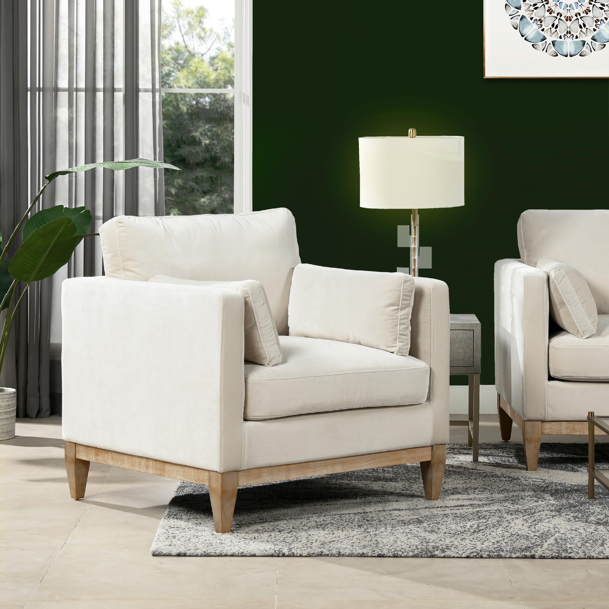 Jennifer Taylor Home Knox 84" Modern Farmhouse Performance Velvet Fabric Living Room Sofa Couch in Burnt Orange