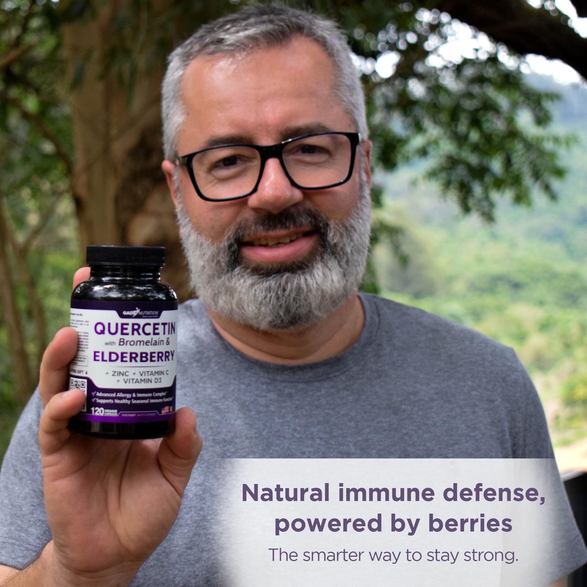 Gade Nutrition Quercetin with Bromelain Elderberry Vitamin C and Zinc | Sambucus Immune Support Supplement 500mg Capsules | Gluten-Free | Made in USA | 2 Month Supply Third Party Tested