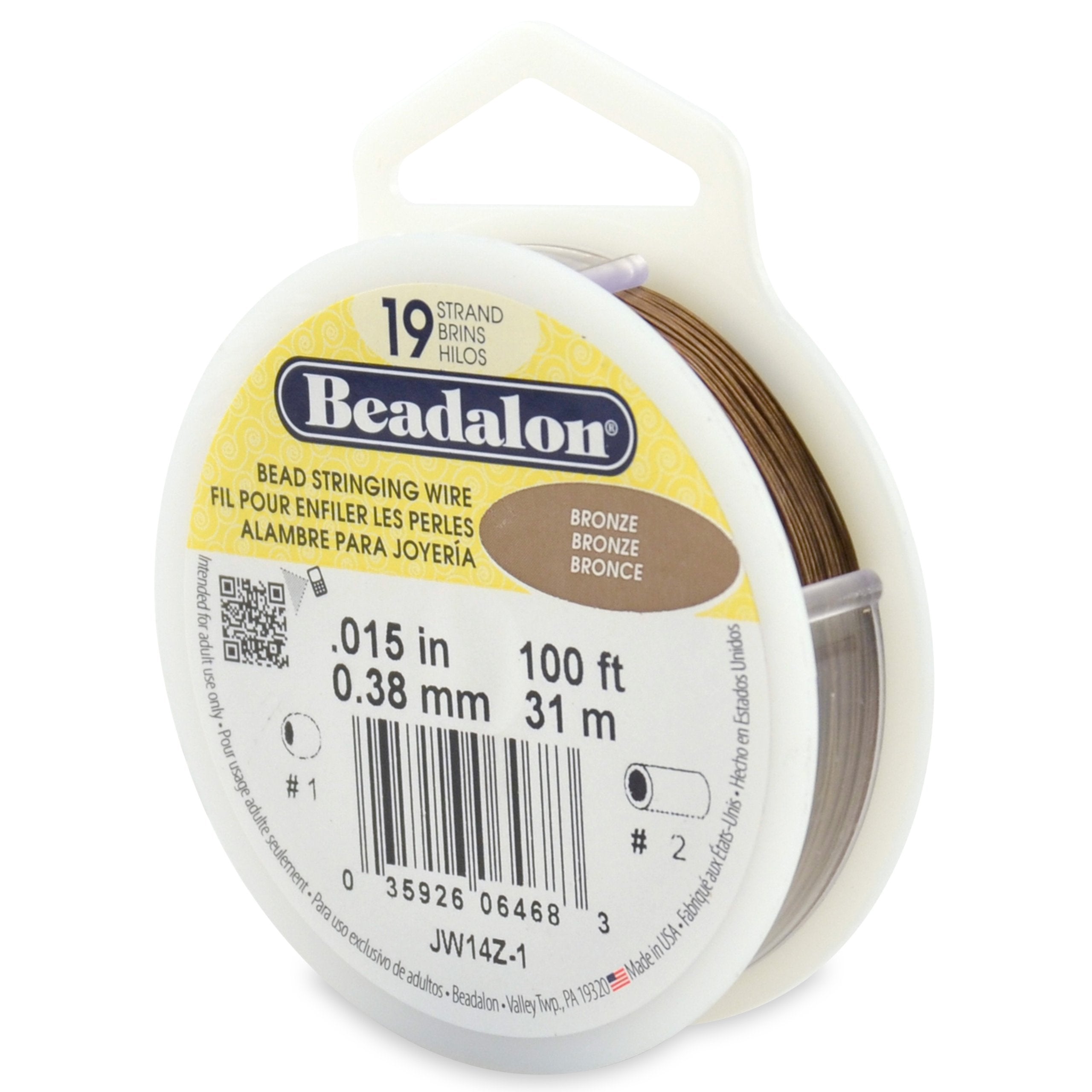 Beadalon 19 Strand Stainless Steel Bead Stringing Wire, .010 in / 0.25 mm, Bright, 100 ft / 31 m