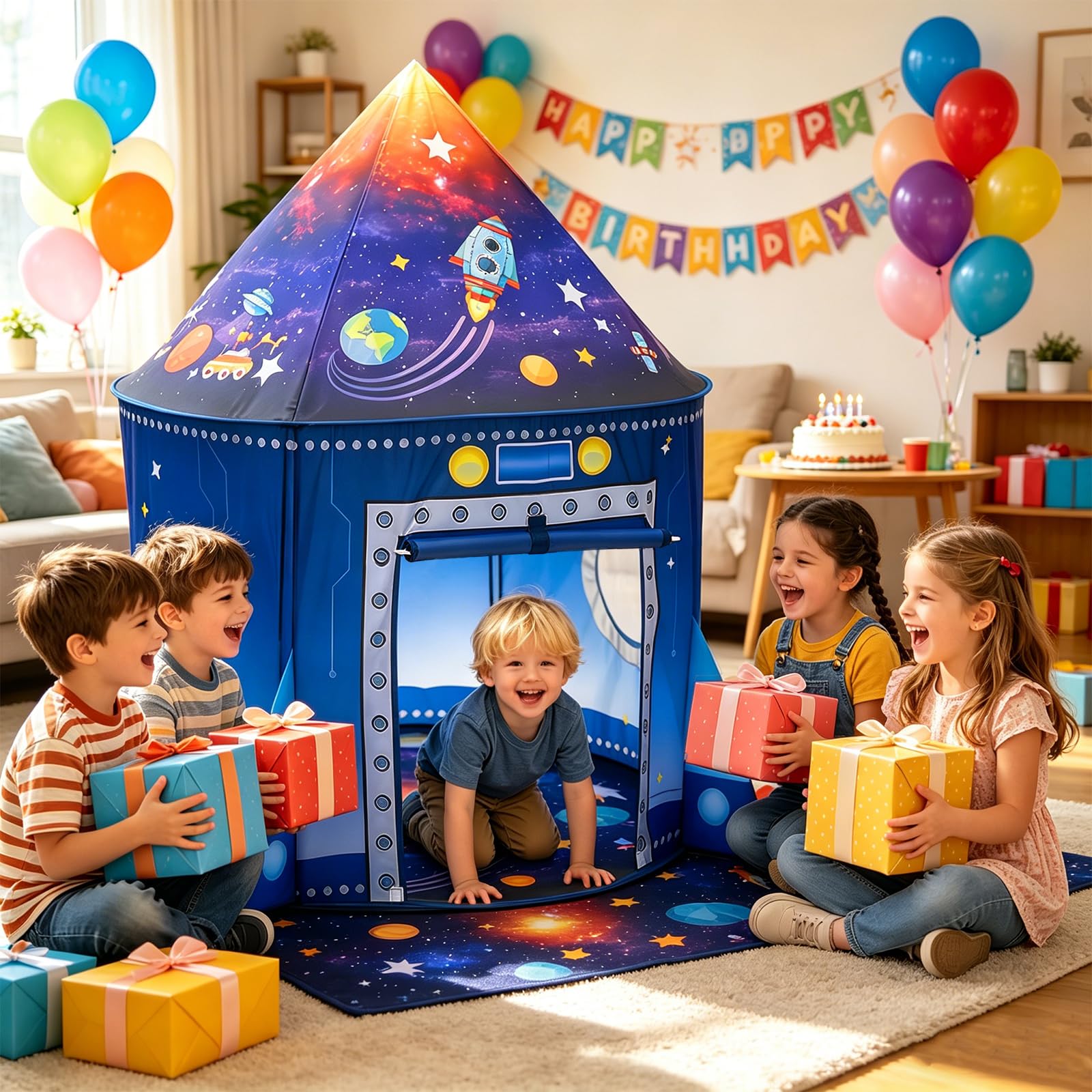 WillingHeart Play Tent for Kids Pretend Playhouse Indoor Outdoor Games Party Children Pop Up Foldable Tent Birthday Toy for Boys Girls Toddler Baby Playroom Gift, Wild Dinosaur Themed