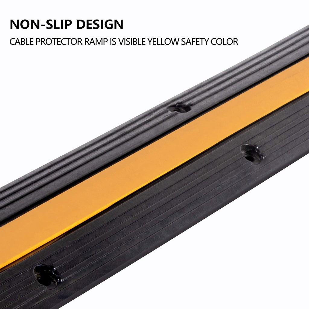 4 Pack Rubber Cable Ramp Hose Cable Protector Ramp 1 Channel 11000Lbs Load Capacity Traffic Speed Bump Wires Power Lines Extension Cord Cover for Indoor Outdoor