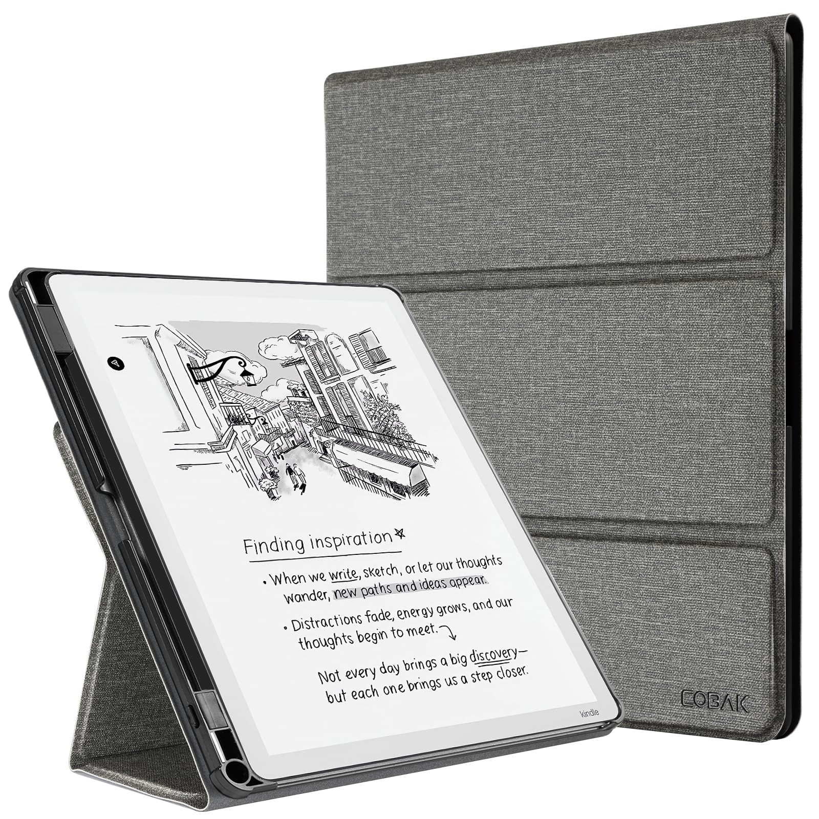 CoBak Stand Case for Kindle Scribe - Premium Folio Leather Cover with Pen Holder, Auto Sleep/Wake - Compatible with 10.2 Inch Kindle Scribe (2022/2024 Release)