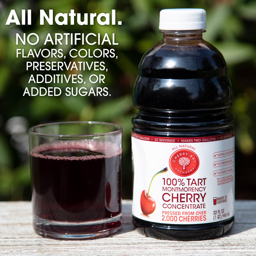 Cherry Bay Orchards Tart Cherry Concentrate - All Natural Juice to Promote Healthy Sleep, 16oz Bottle - Gluten Free, Natural Antioxidants, No Added Sugar or Preservatives