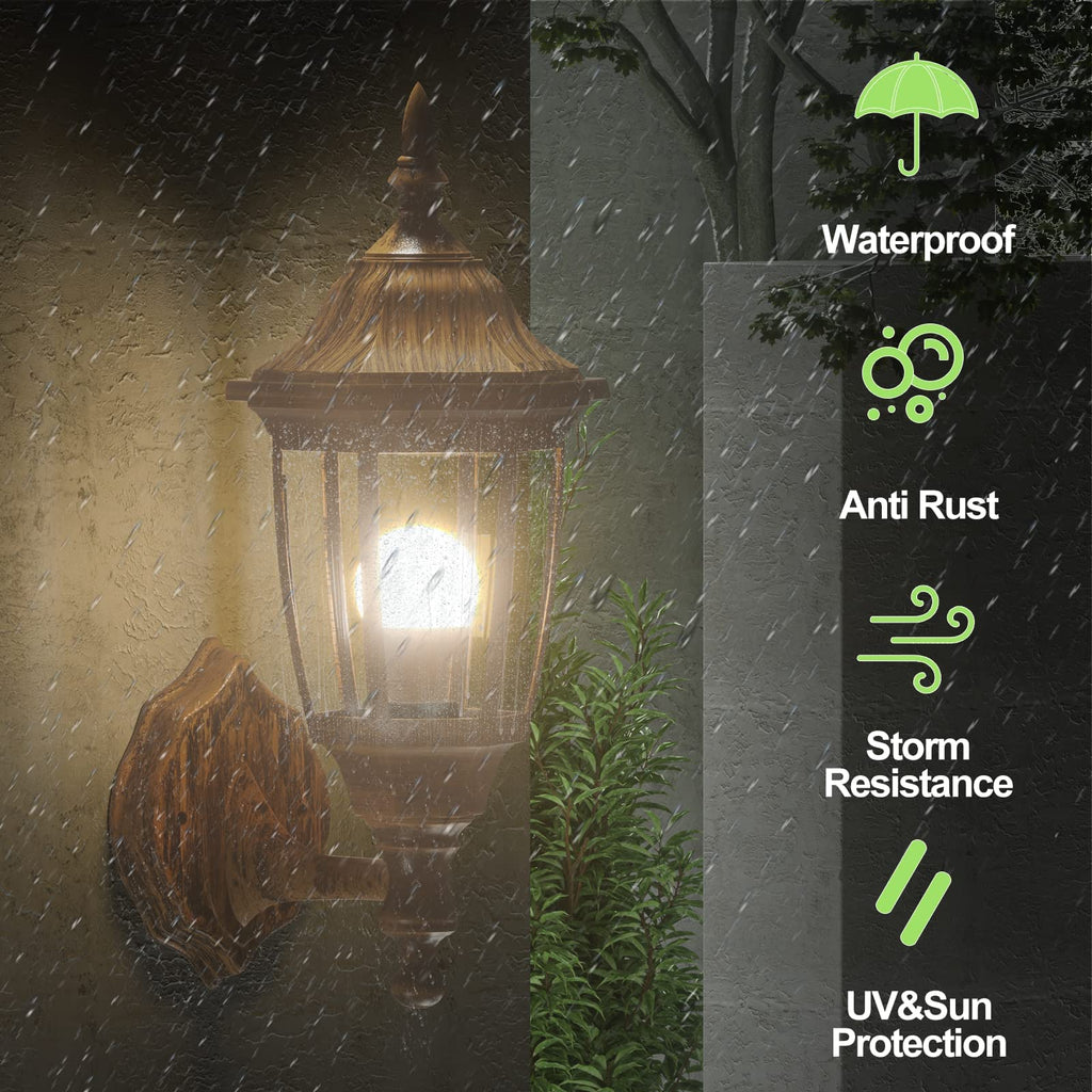 EMART Dusk to Dawn Plastic Outdoor Wall Light Fixtures with Bulbs, Waterproof and Anti-Corrosion Porch Sconces, Exterior Lanterns Wall Mount Lamp for Outside, Garage, Front Door, Patio, 1 Pack, Black