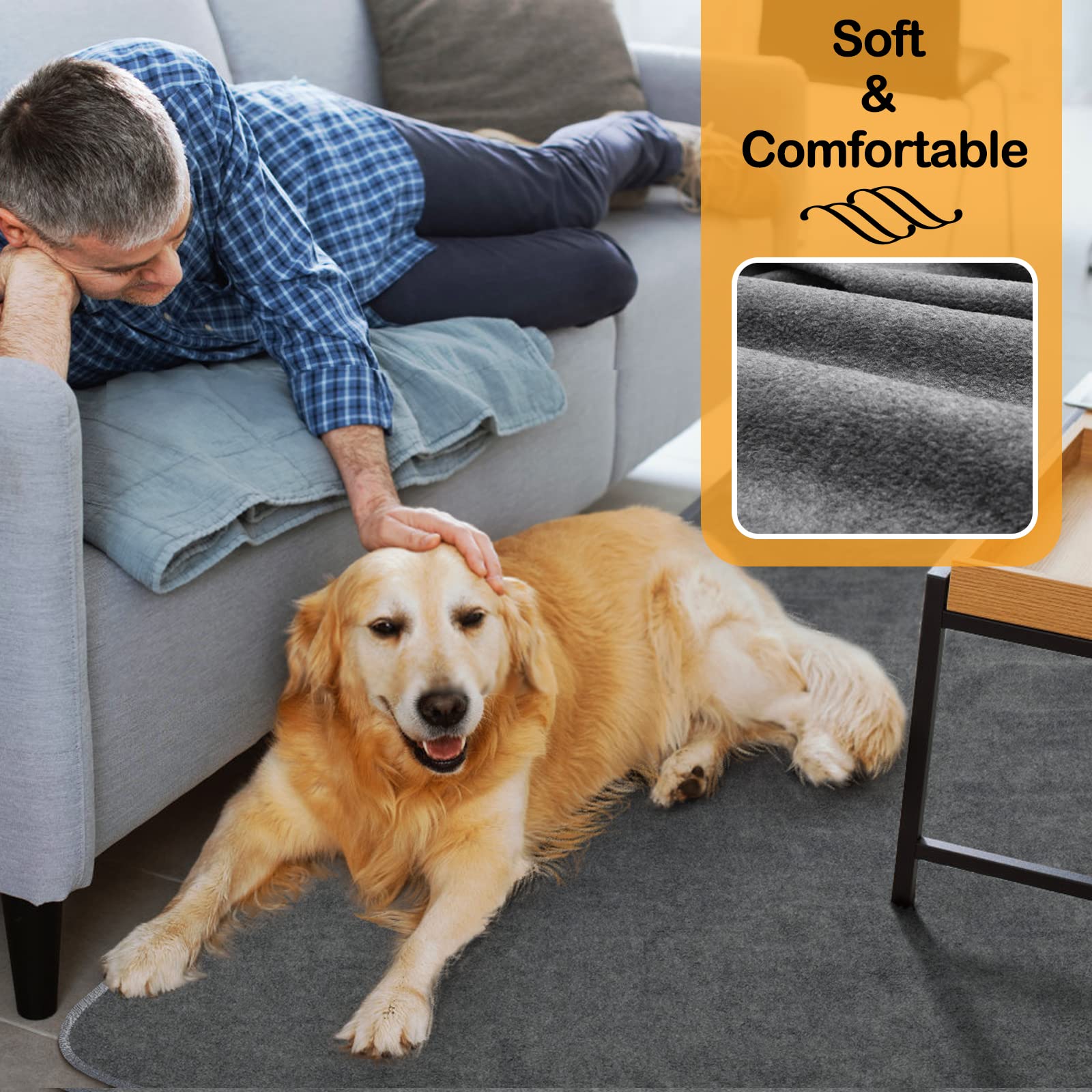 LOOBANI Washable Pee Pad for Dogs, 2 Packs Non-Slip Puppy Training Pads, Fast Absorbent Pet Whelping Pads, Puppy Playpen Mat for Incontinence, Housebreak, Crate, 31x36in, Gray