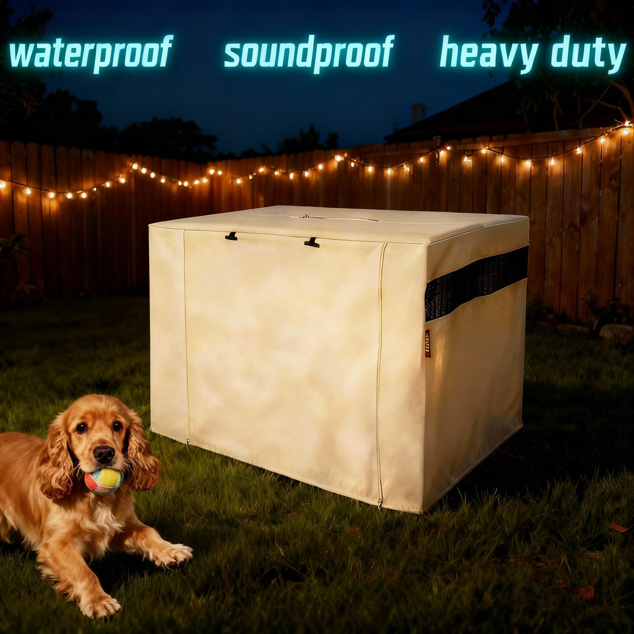 HiCaptain Dog Crate Cover 24.0" L x 18.0" W x 20.0" H with Breathable Mesh, Durable Heavy Duty Kennel Cover, Dual Zippered Panels, Windproof Waterproof UV-Resistant(Beige)