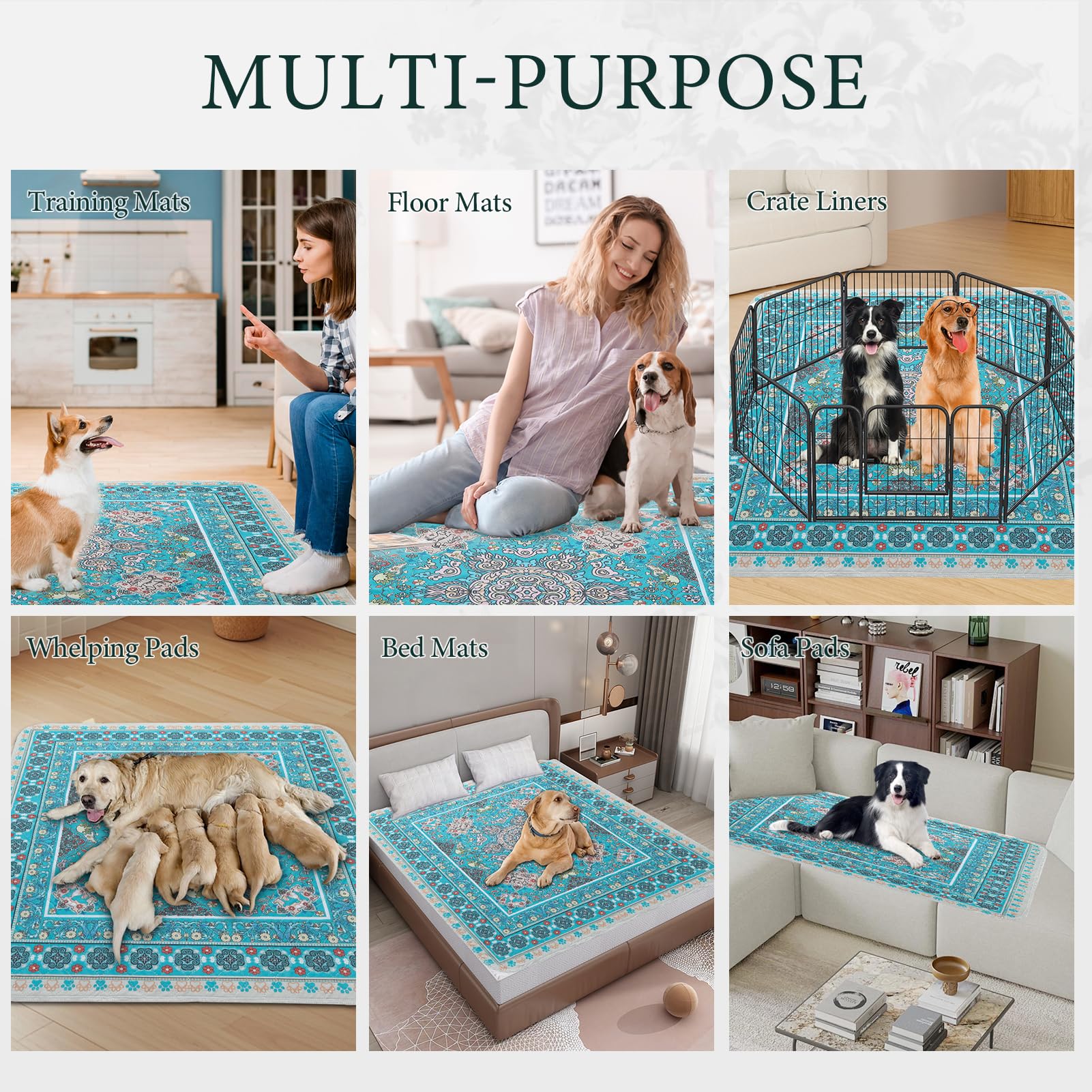 Homimp Washable Pee Pads for Dogs, 2 Pack Reusable Puppy Pads Waterproof, Absorbent and Leakproof Dog Pee Pads, Non Slip Puppy Training Pads, Pet Mat for Floor,Crate,Couch,Whelping,Beige 36"x36"