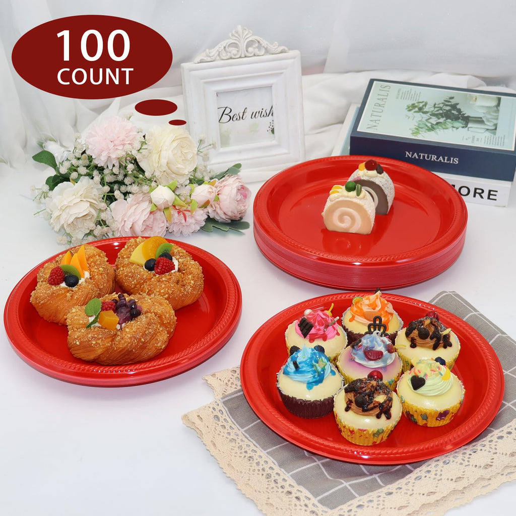 50 Pcs Black Plastic Plates, 10 Inch Black Plates, Black Party Plates Disposable for Birthday Weddings Fathers Day World Cup