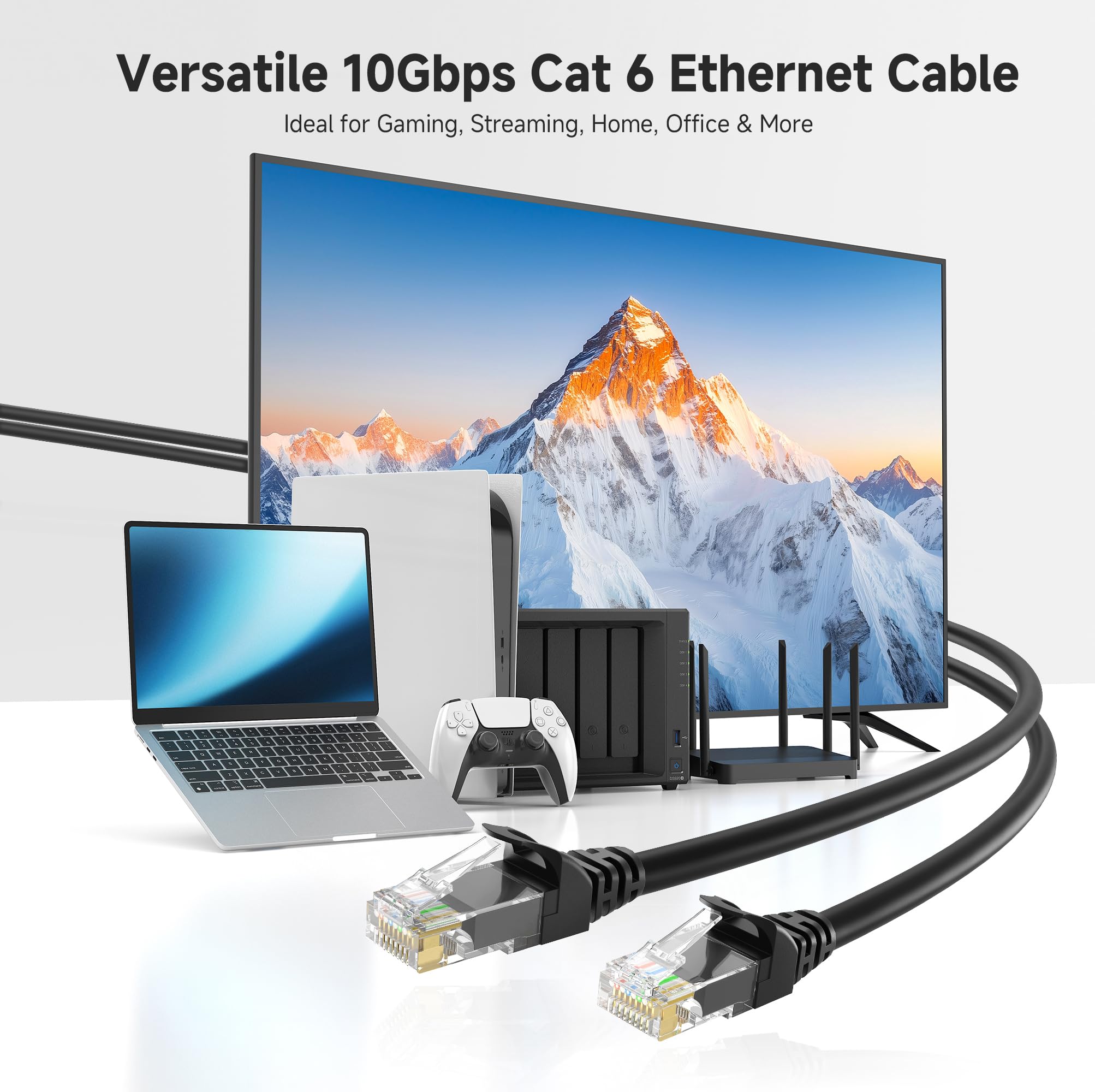 Cable Matters 10Gbps Snagless Short Cat 6 Ethernet Cable - 2ft, Cat 6 Cable, Cat6 Cord, Ethernet Cord, Black