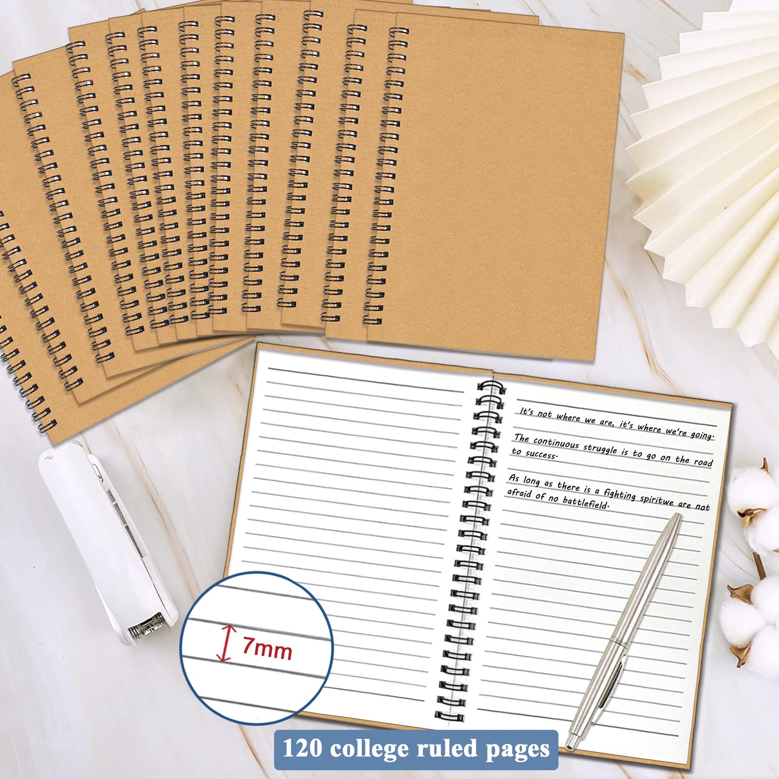 4Pack Small Spiral Notebook A5, 8.25x5.5” 120 Lined Pages Black & Red Wide Ruled Spiral Journal Bulk Blank Kraft Cover Spiral Bound Notebook & Writing Pads for Home Office Meeting Work Note Taking