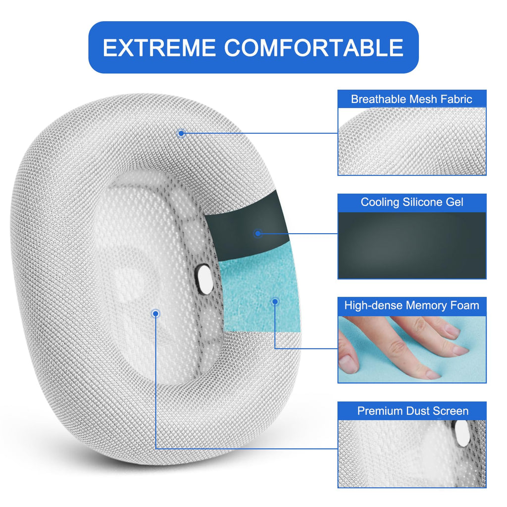 Ear Cushions for AirPods Max - Mesh Fabric Ear Cups Cover Replacement - Upgraded Cushion for Apple Air Pods Max Headphones (Green)