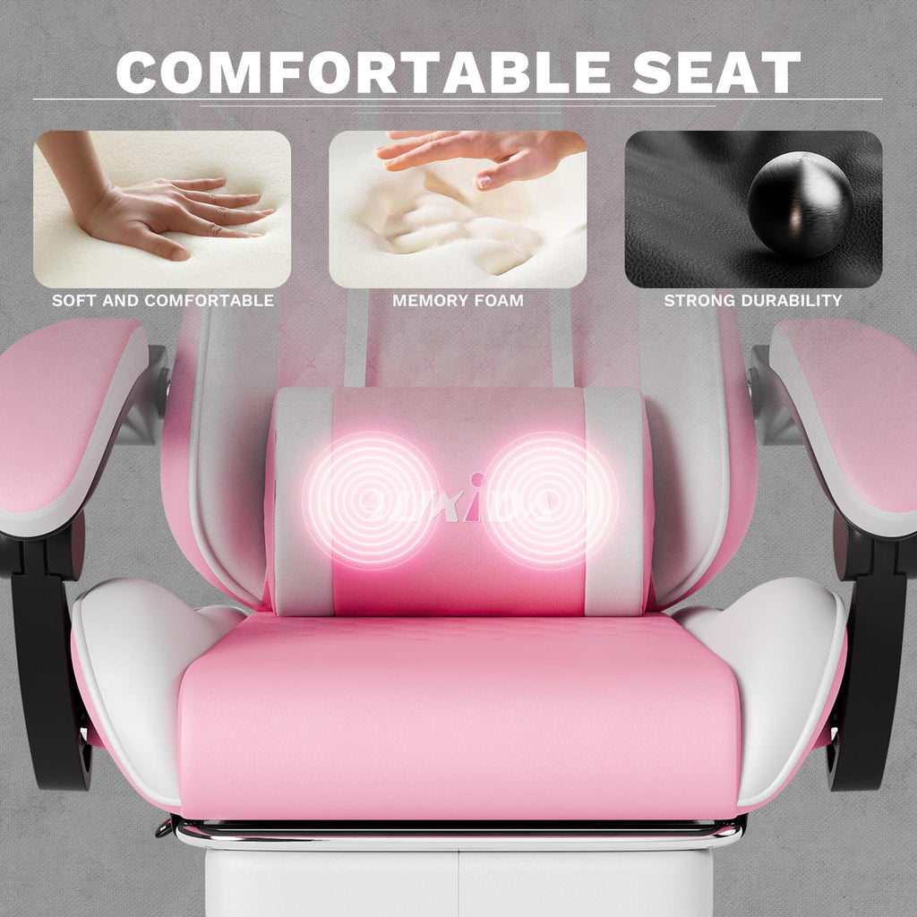Ergonomic Video Gamer Chairs Gaming Computer Chair Gamer Chairs for Adults Massage Lumbar Support Swivel Height Adjustable Headrest Backrest