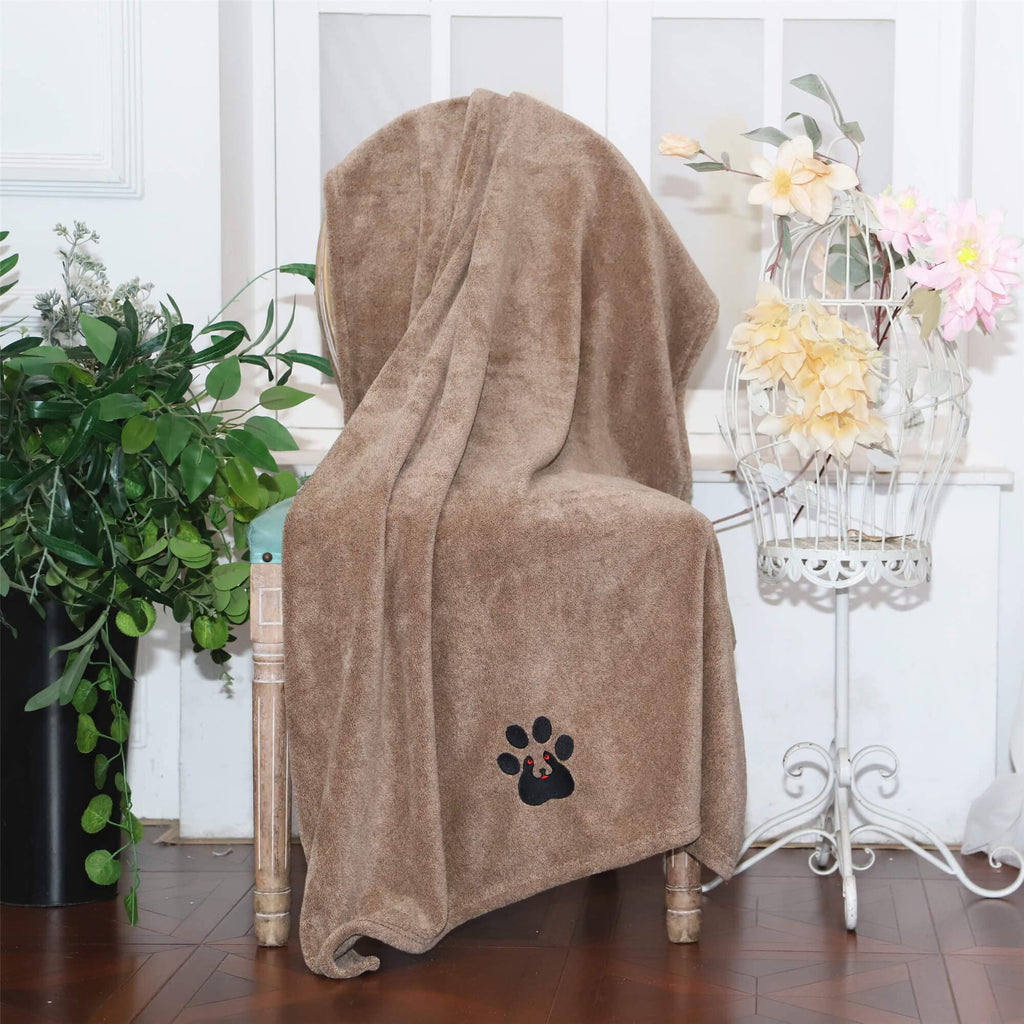 Dogvingpk Medium Dog Towel 4 Pack, Super Absorbent Soft Quick Drying Microfiber Pet Bath Towels for Medium & Small Dogs (M-36" * 28", 2Grey and 2Brown)