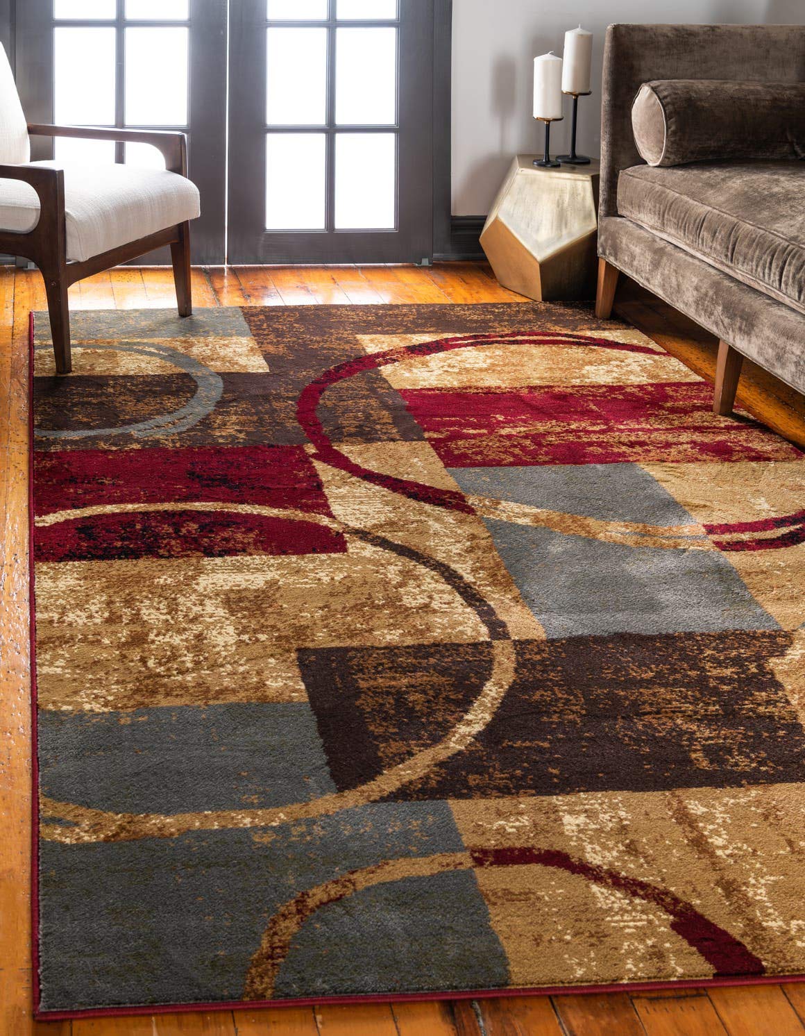 Unique Loom Barista Collection Area Rug - Kouillou (2' 2" x 3' 1" Oval, Multi/Brown)