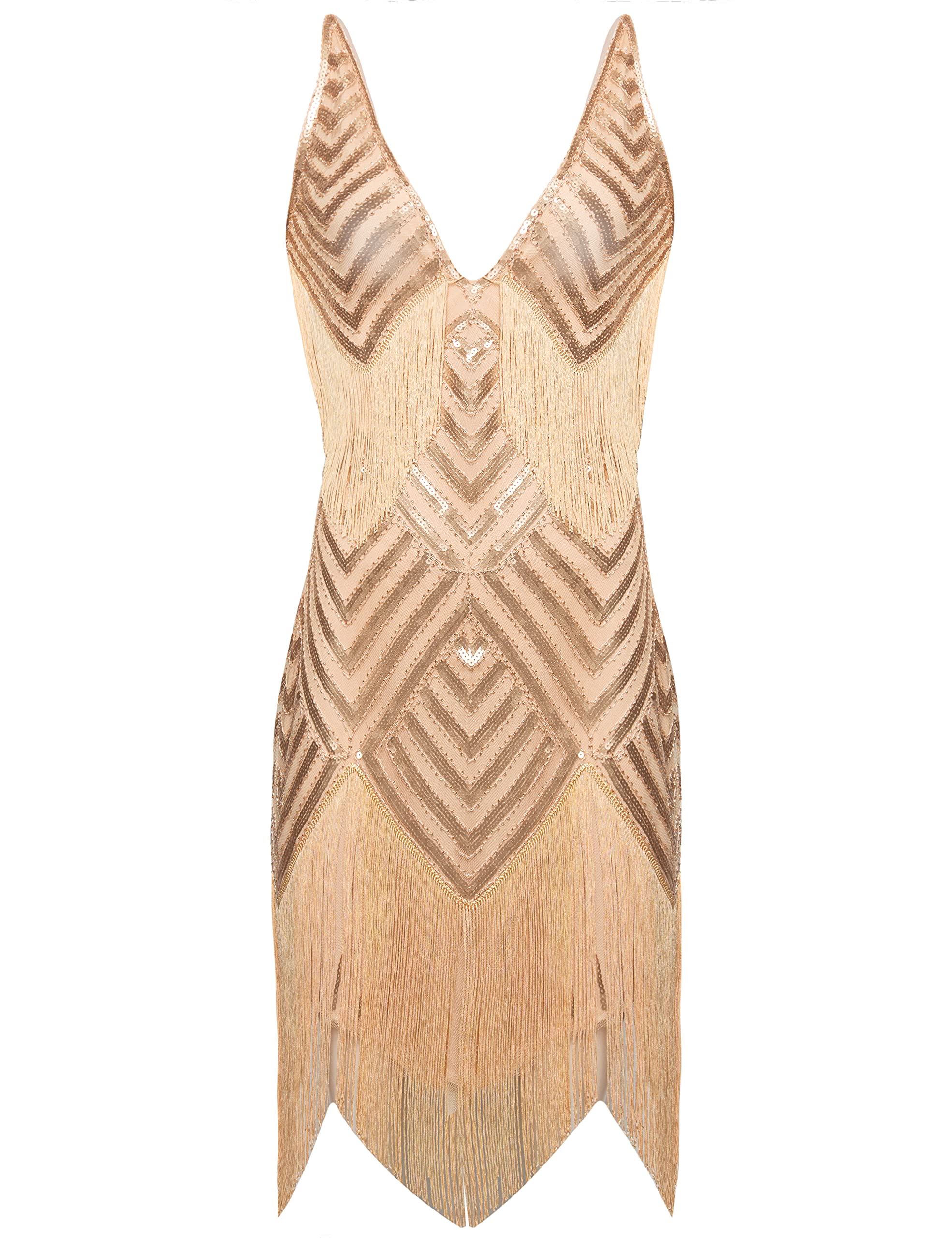 BABEYOND Women's 1920s Flapper Dress V Neck Slip Dress Roaring 20s Great Gatsby Dress for Party
