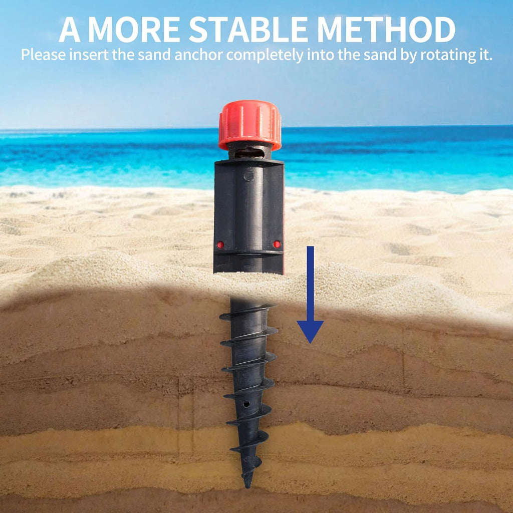 Deluwire 7ft Heavy Duty High Wind Beach Umbrella Parasols with sand anchor & Tilt Sun Shelter, UV 50+ Protection Outdoor Sunshade Umbrellas Carry Bag for Patio Garden Pool Backyard Stripe Blue insert completely into the sand