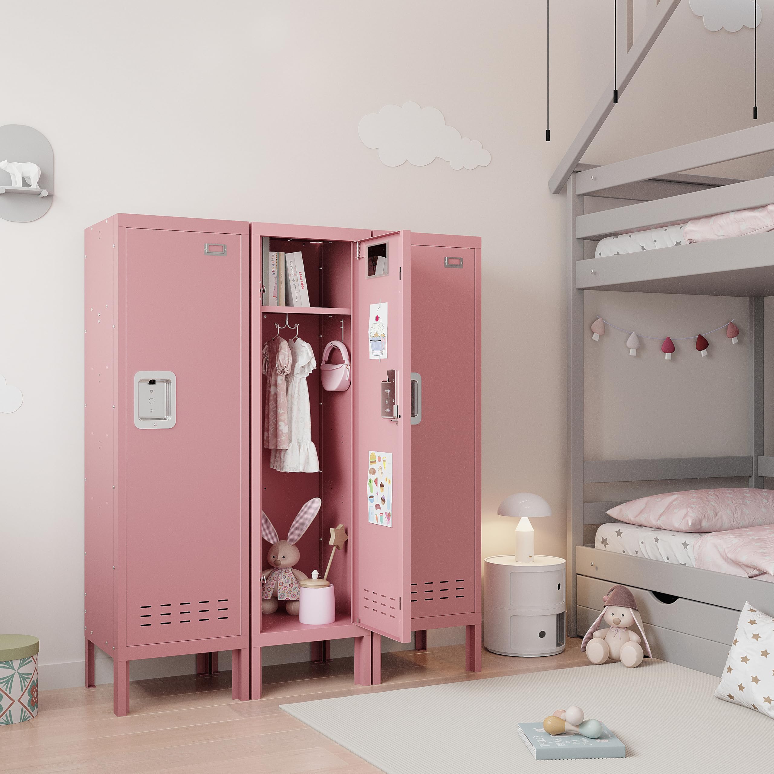 Lockers,Metal Locker, (Beige, 1 Door - (66.15" H x 11.8" W x 11.8" D))