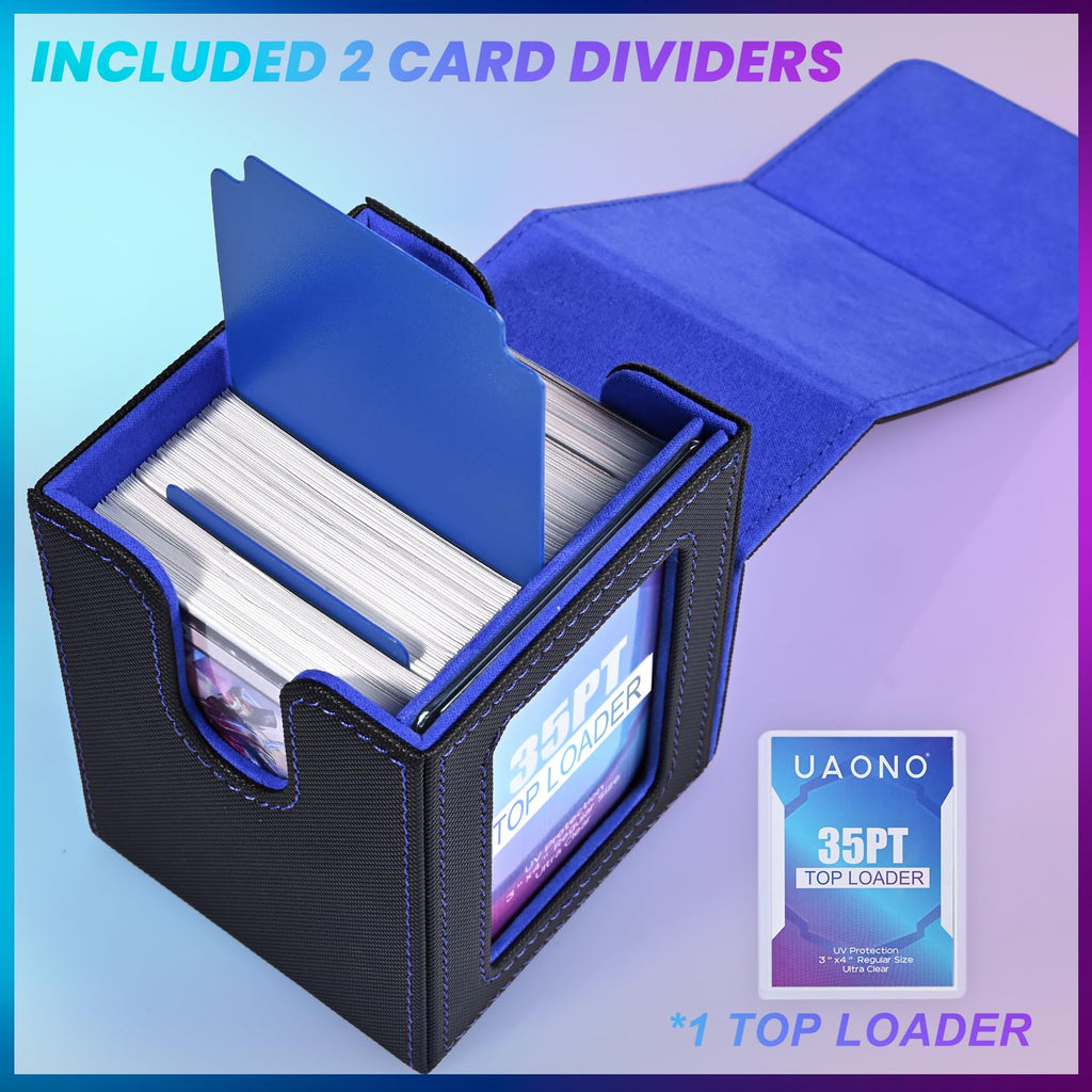 UAONO 4 Pack MTG Commander Deck Box, Independent Commander Display, Fits 400 Double-Sleeved Cards, Magnetic Deck Case for Magic the Gathering TCG, 8 Dividers & 4 Top Loaders (4 Color)