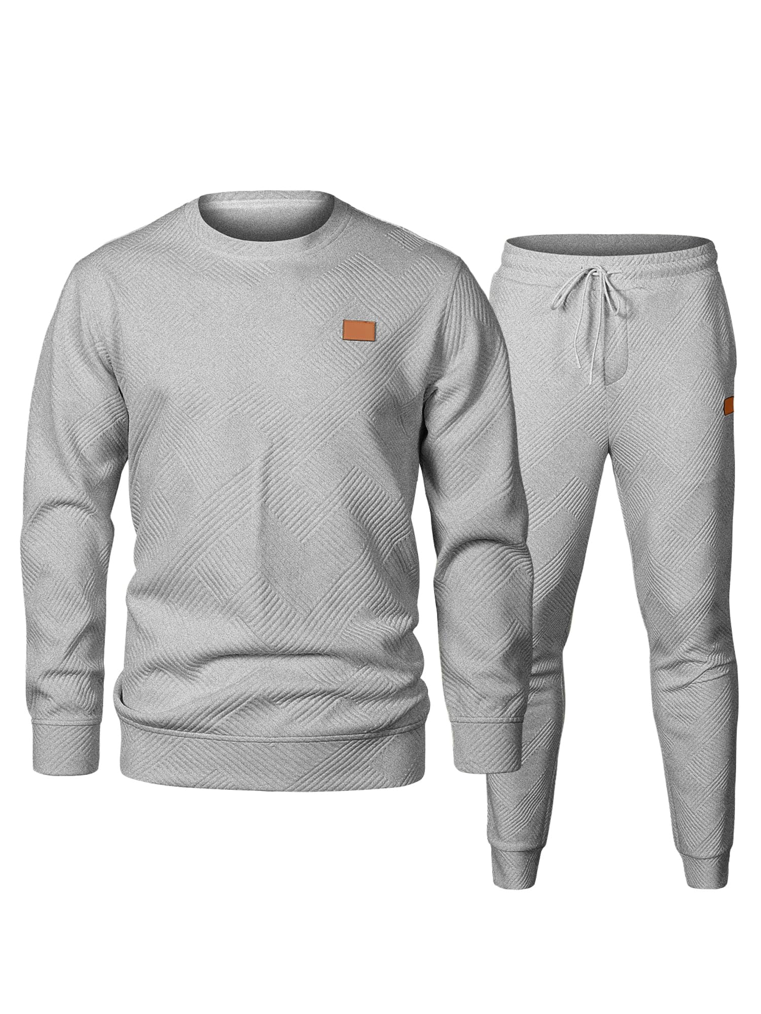 JMIERR Men's 2 Piece Outfits Knit Jacquard Pullover Sweatshirt Tracksuit & Joggers Sweatpants Sweatsuit Sets with Pockets