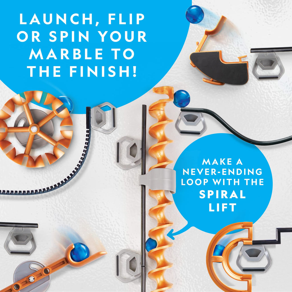 National Geographic Magnetic Marble Run - 75-Piece STEM Building Set for Kids & Adults with Magnetic Track & Trick Pieces & Marbles for Building A Marble Maze, STEM Project