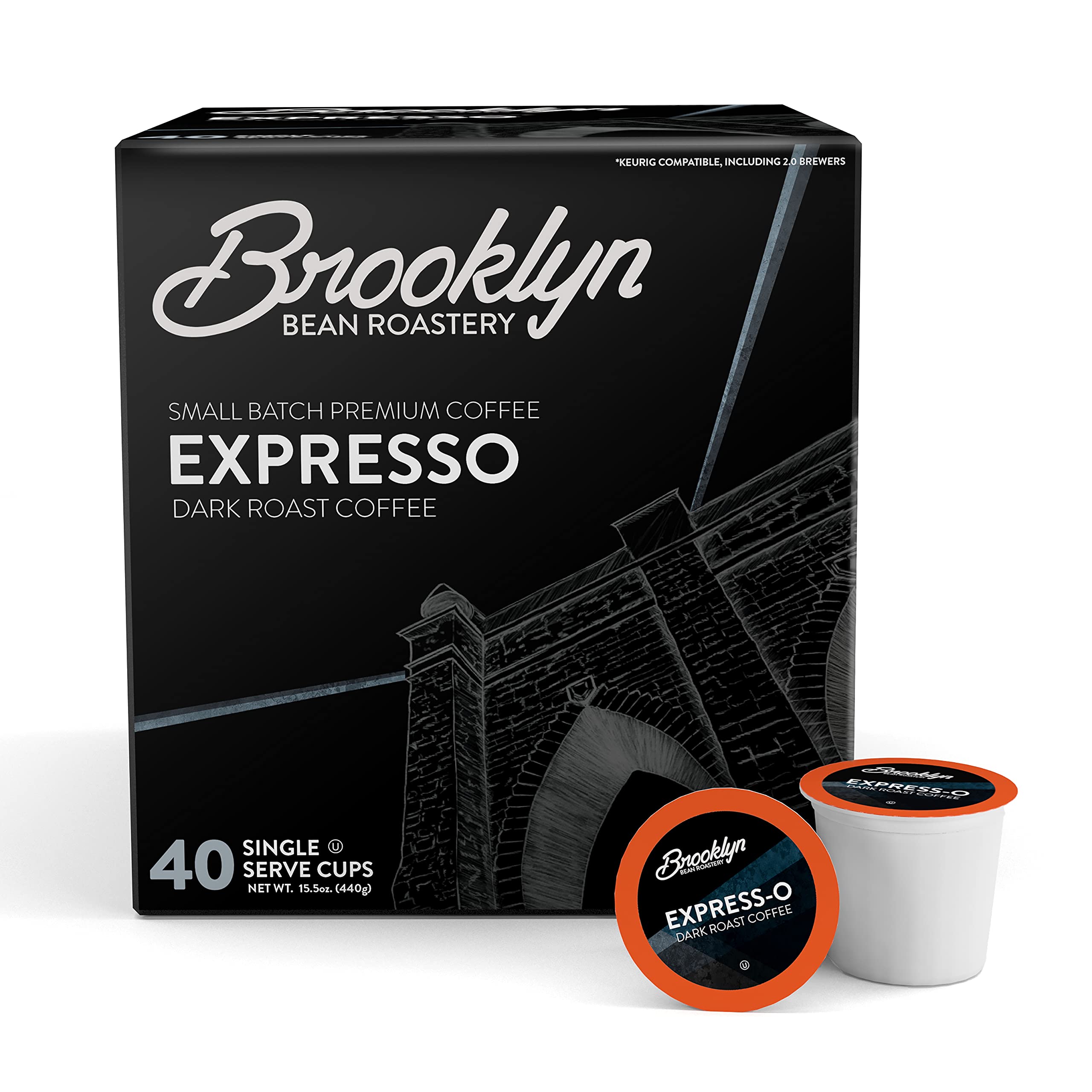 Brooklyn Beans Coffee Pods, Medium Roast Gourmet Variety Pack - Compatible with Keurig K Cup Brewers Including 2.0 Machines, 40 Count