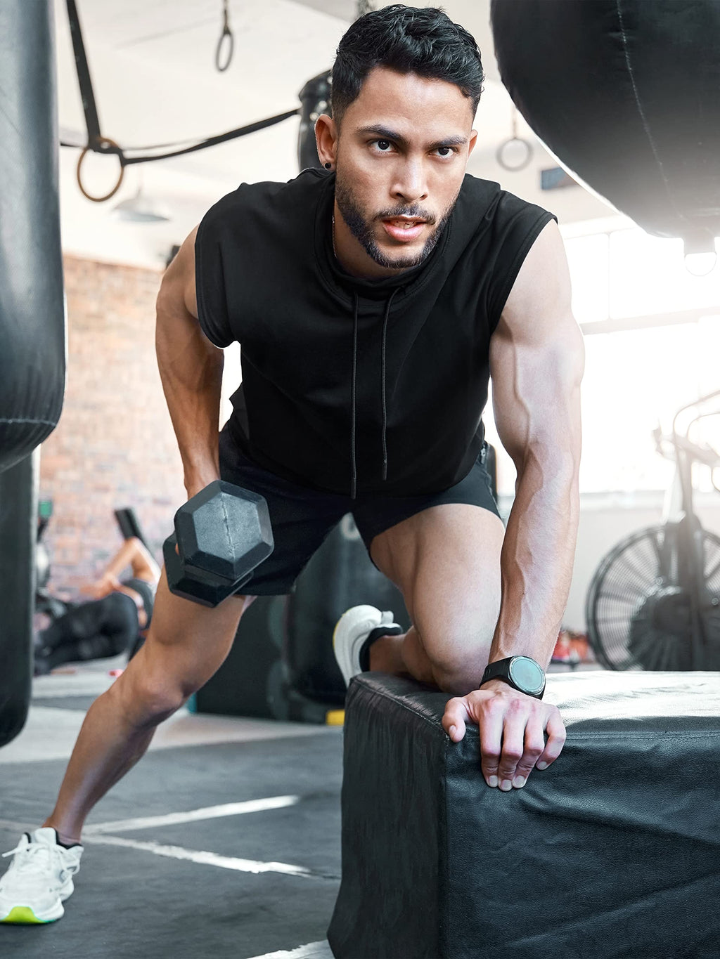 3 Pack Men's Dry Fit Moisture Wicking Tech Quick Dry Sleeveless Shirts Mesh Hoodie Active Athletic Tank Tops