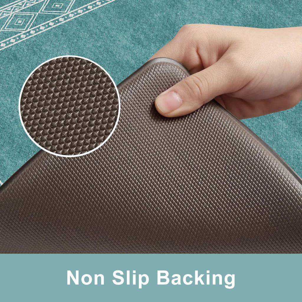 KIMODE Anti Fatigue Kitchen Mats 17"x47"+17"x29", Farmhouse Kitchen Rugs Sets of 2, Cushioned Non Skid Kitchen Mats for Floor, Comfort Kitchen Floor Mats for Sink Laundry Desk Black
