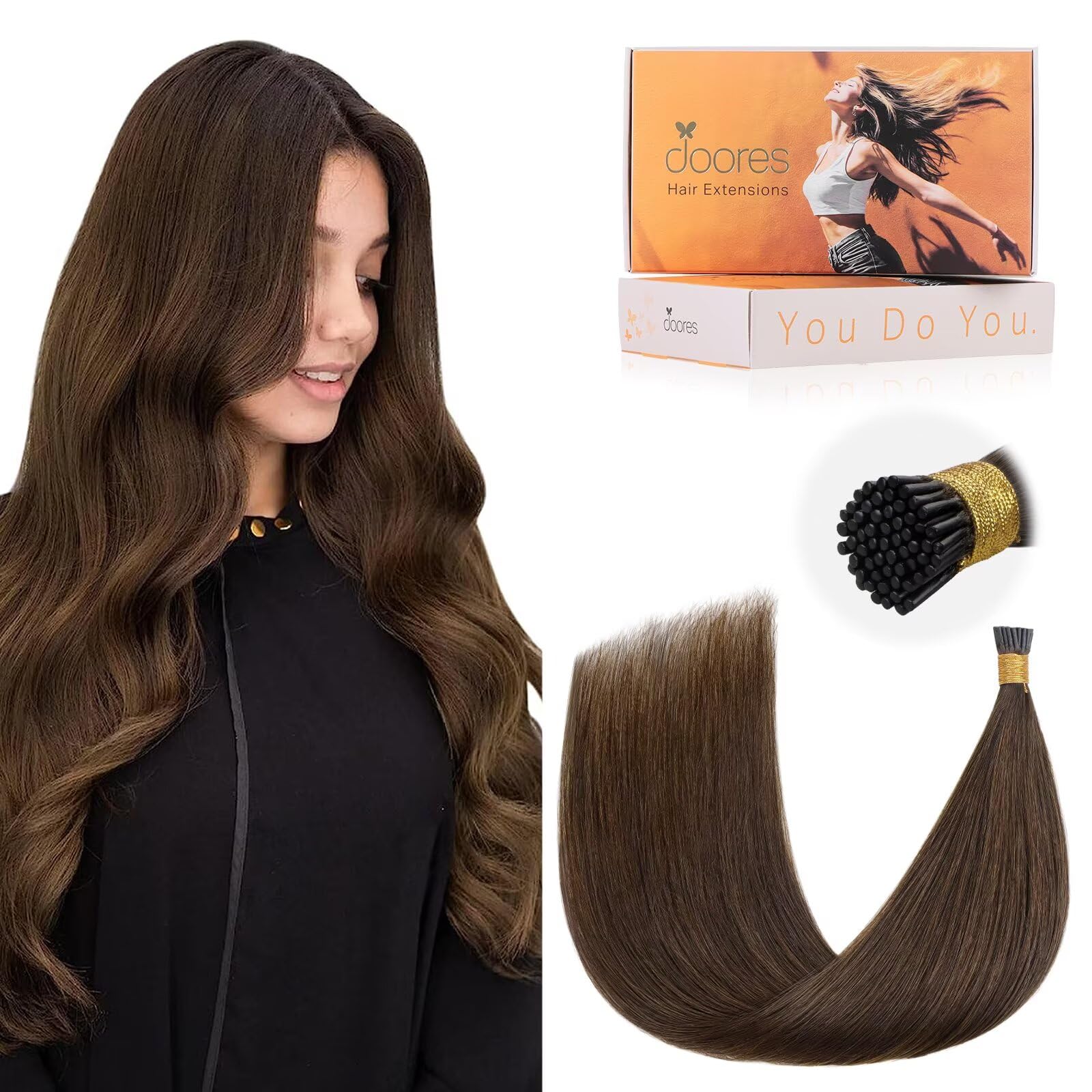 DOORES Blue Hair Extensions, 14 Inch 25g/25s Invisible Soft Micro Link Hair Extensions Silky Virgin