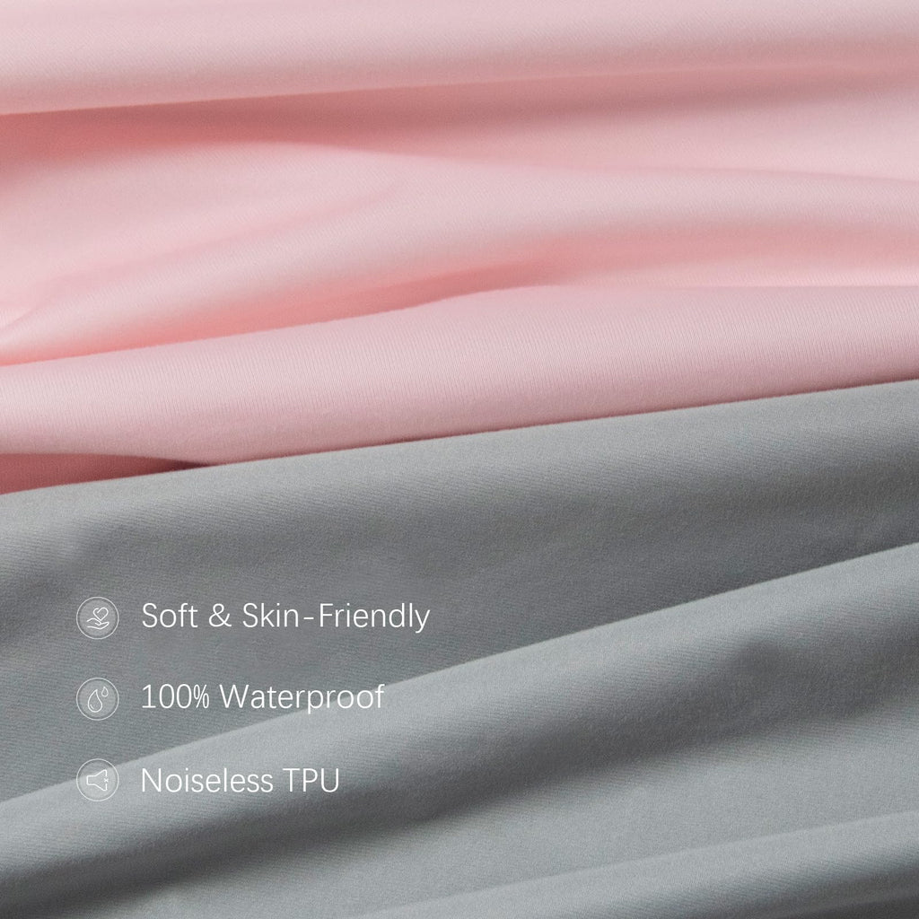 2 Pack Twin Mattress Protector Waterproof, Noiseless & Soft Coverage Mattress Fitted Sheet Twin with Deep Pocket up to 14", Super Breathable & Easy Wash Twin Size Mattress Protector