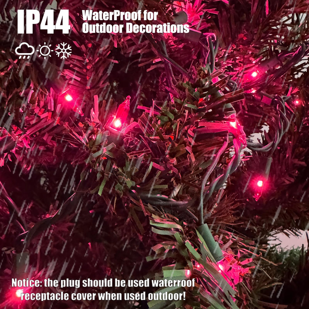 HISHINY Christmas Lights 100 Count Pink Christmas Tree String Lights with Green Wire for Outdoor Indoor Christmas Decorations Wedding Decorations Valentines Day Decor,UL Certified (21feet)