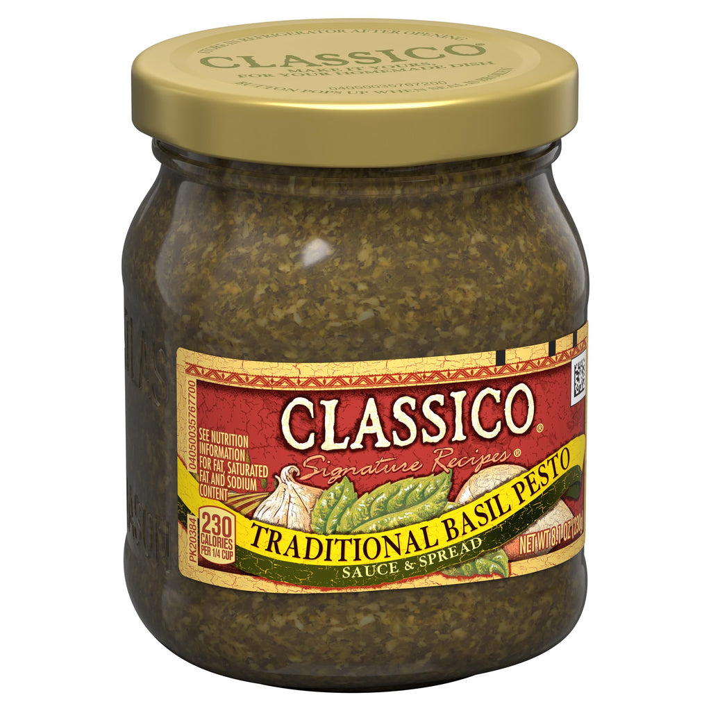 Classico Signature Recipes Traditional Basil Pesto Sauce & Spread, 8.1 oz Jar