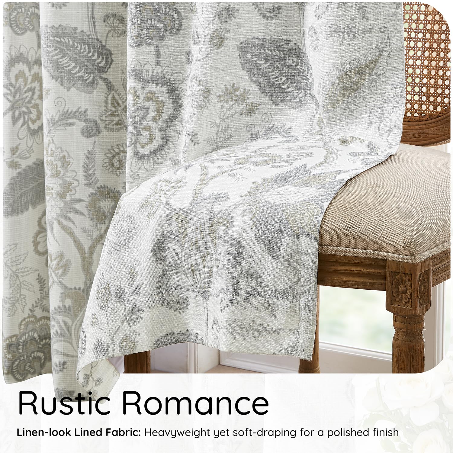 Kayne Studio Pinch Pleated Full Blackout Window Curtain Panels Botanical Floral Boho Leaf Print Country Farmhouse GreenYellow Room Darkening Thermal Insulated Window Treatment Bedroom,40"x84",2 Panels