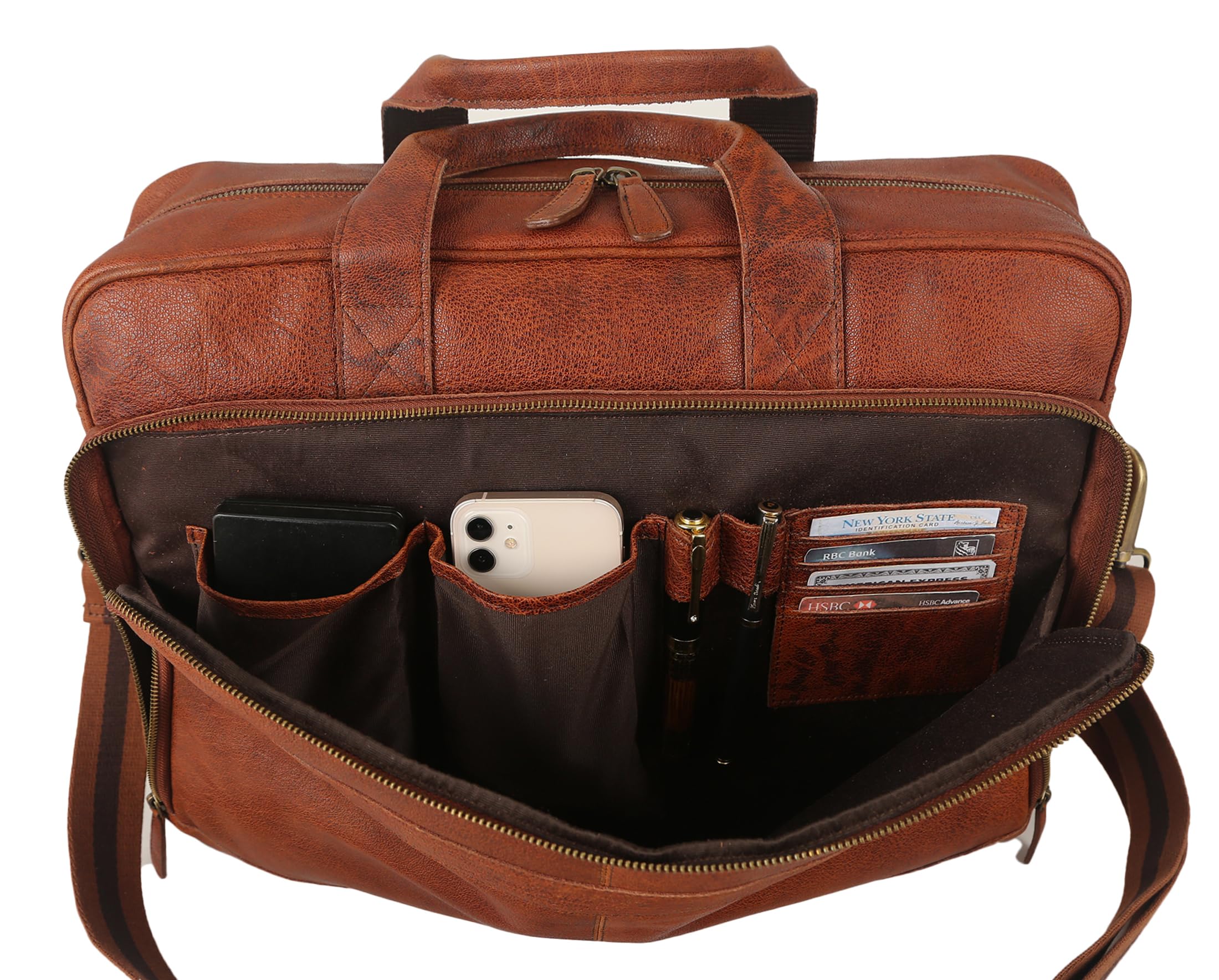 Leather briefcase 18 Inch Laptop Messenger Bags for Men and Women Best Office briefcase Satchel Bag (Black)
