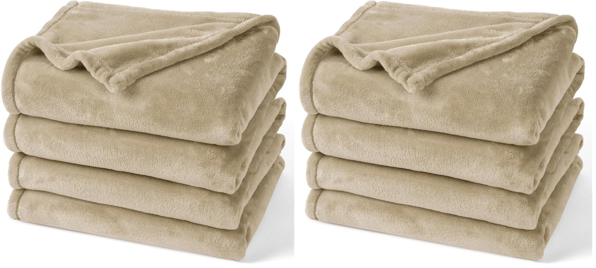 PHF Oversized King Big Fleece Blanket 120"x120", No Shed No Pilling Extra Large Soft Blanket, Giant 10'x 10' Lightweight for Bed, Sofa Travel and Camping, Suitable for All Season, Beige