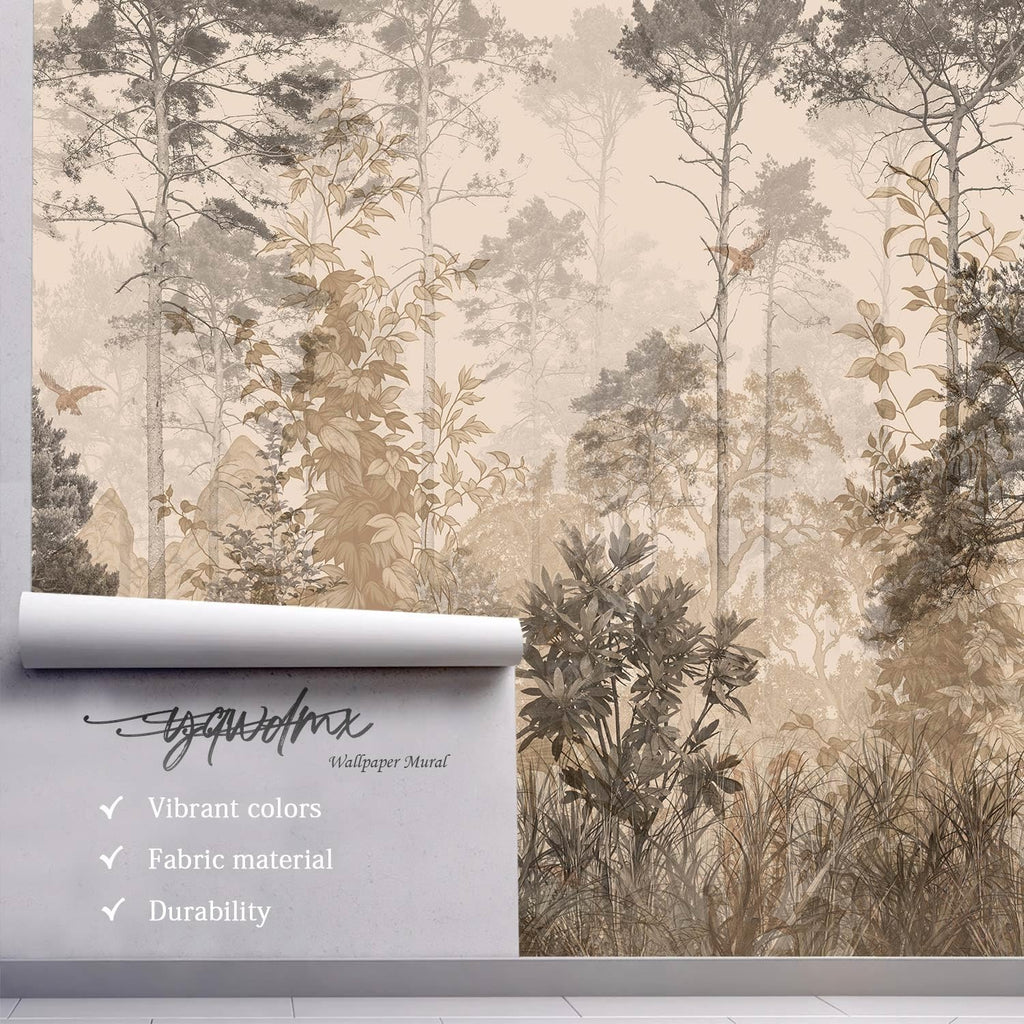 YQWDMX -Nursery Cartoon Woods Hand-Painted Animal Wallpaper Children's Room XT10 S 100" x 65"