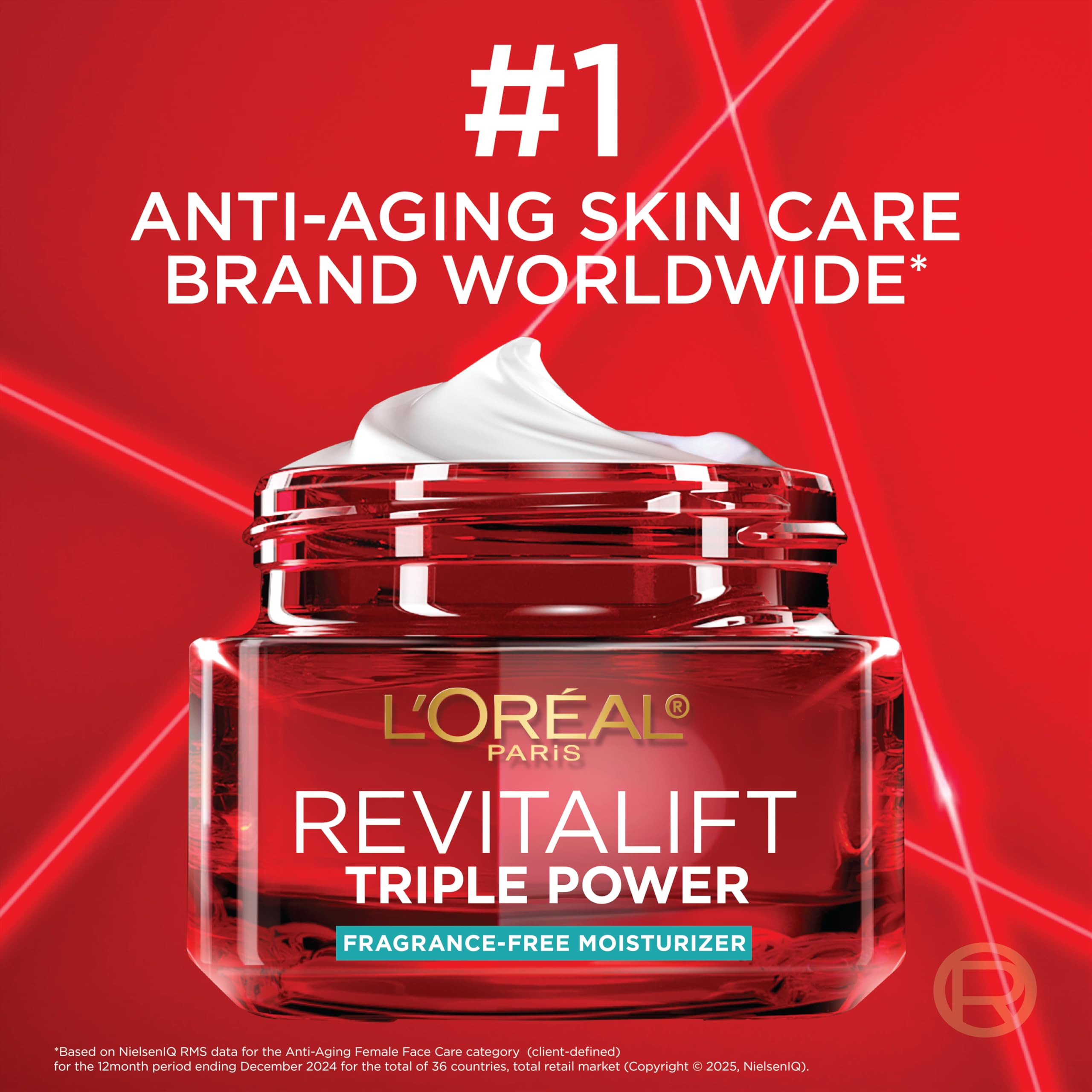 L'Oreal Paris Revitalift Triple Power Anti-Aging Face Moisturizer, Pro Retinol, Hyaluronic Acid & Vitamin C to Reduce Wrinkles, Firm & Brighten Skin, 2.55 Oz