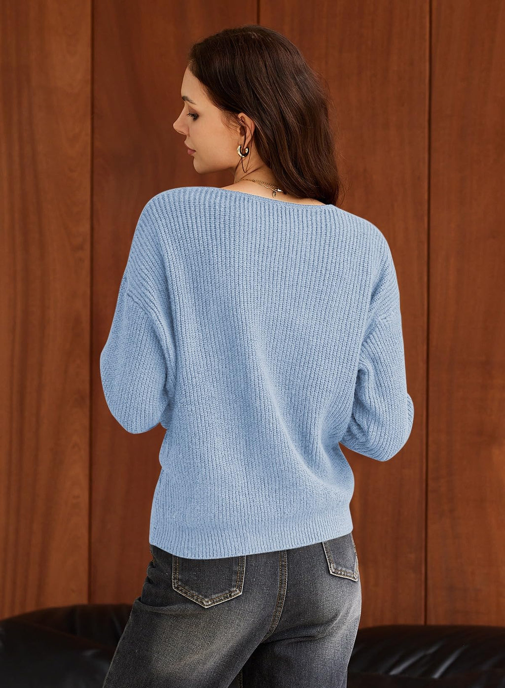 Pink Queen Women's 2026 Twist Knot Cropped Sweater V Neck Long Sleeve Knit Pullover Top Casual Fall Fashion Clothes