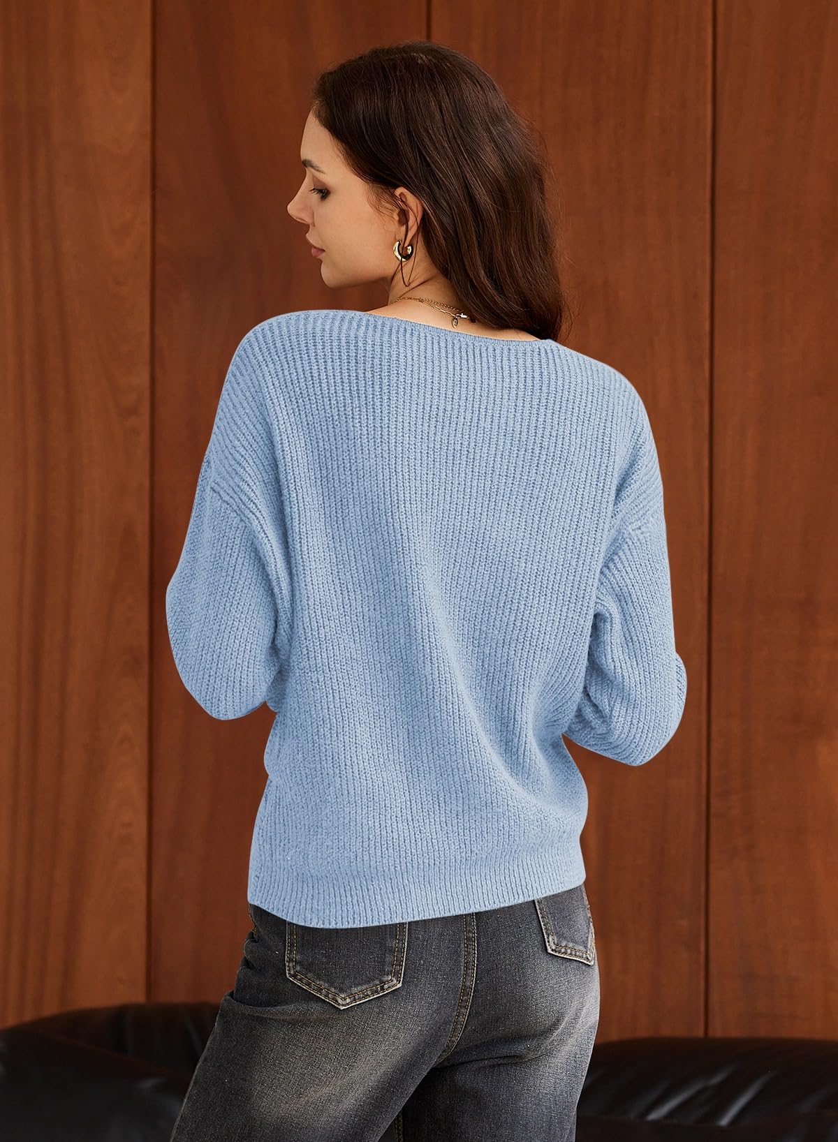 Pink Queen Women's 2026 Twist Knot Cropped Sweater V Neck Long Sleeve Knit Pullover Top Casual Fall Fashion Clothes