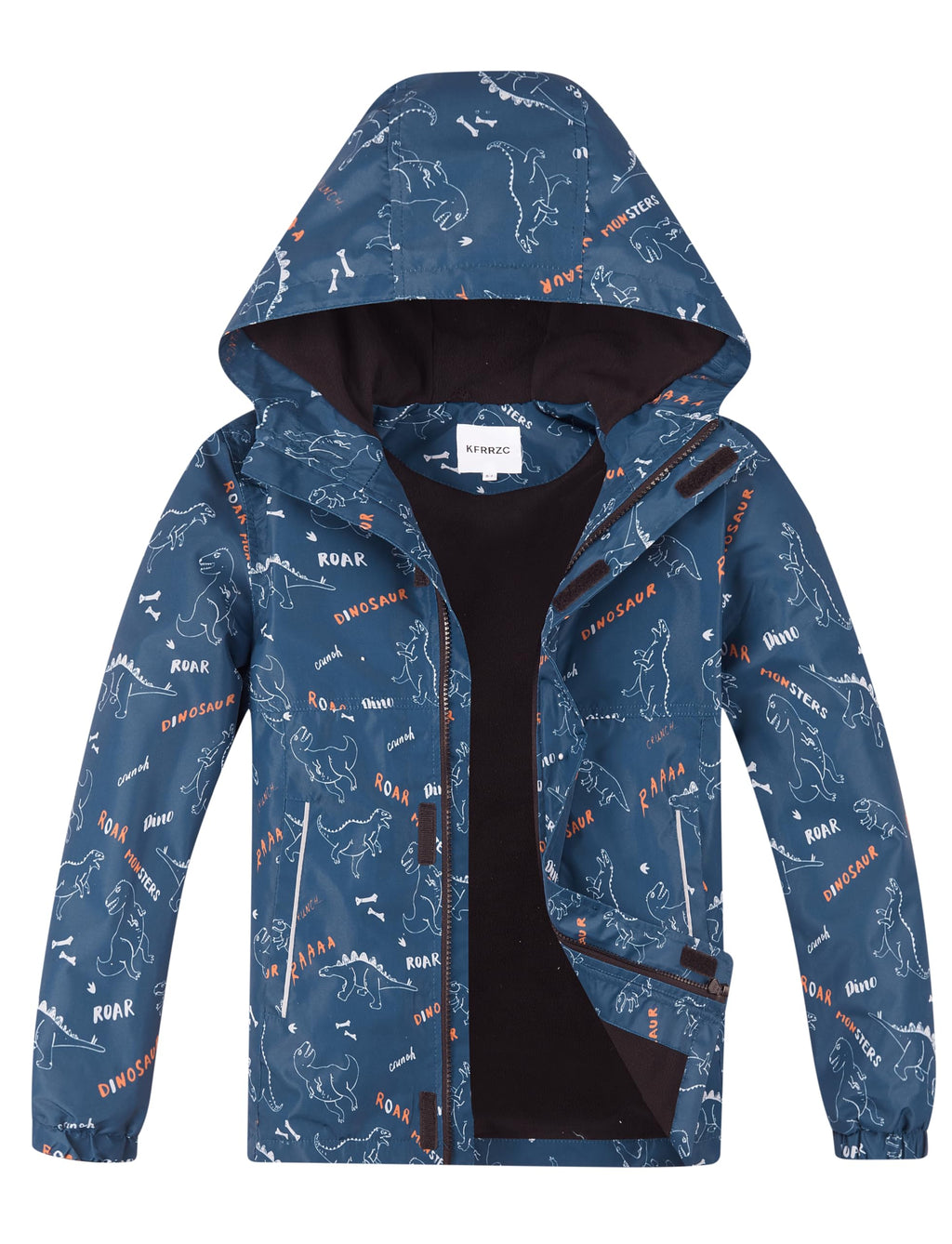 Boys Girls Rain Jackets Waterproof Hooded Fleece Raincoats Lightweight Windbreakers for Kids